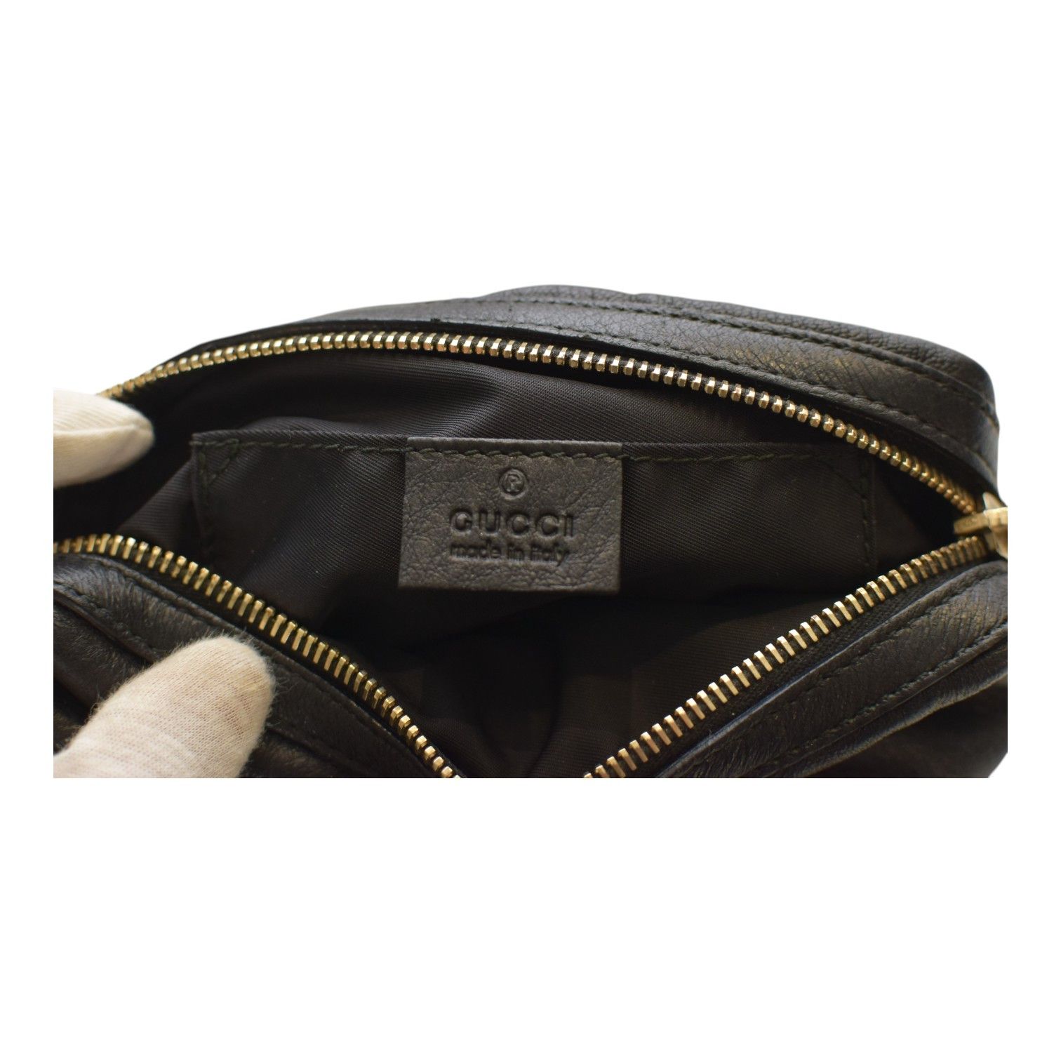 Gucci GUCCI Vintage Black Leather Bamboo Zip Clutch Bag in black Size ONE SIZE - 16 Thumbnail