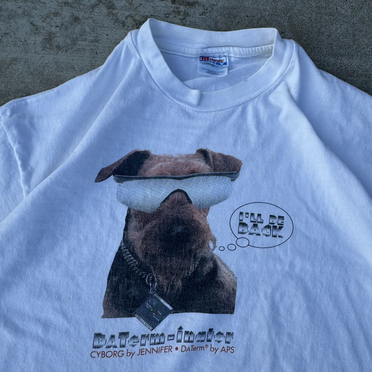 Apple × Stussy × Vintage Vintage 90s White Terminator Humor Single Stitch Tee XL Size US XL / EU 56 / 4 - 2 Thumbnail