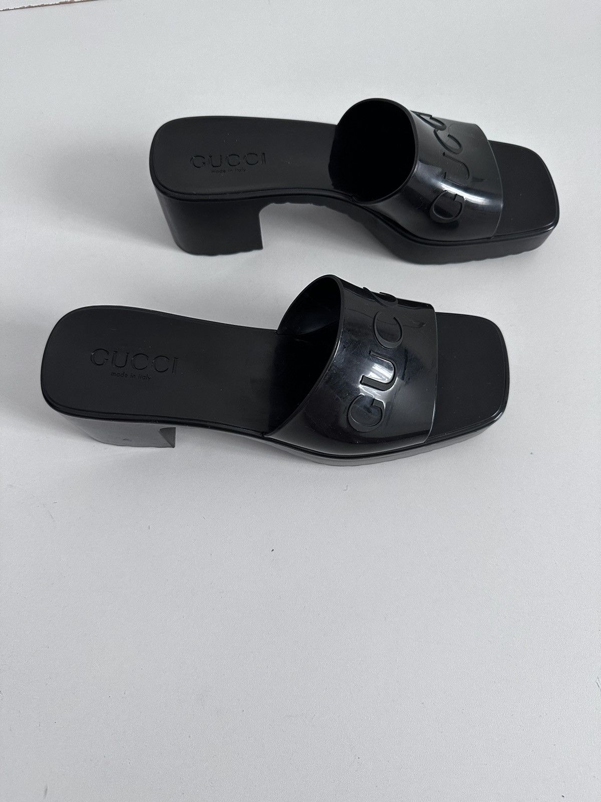 Gucci Gucci Rubber Logo Platform Slide Sandals 624730 - Black 37 Size US 7 / IT 37 - 6 Thumbnail
