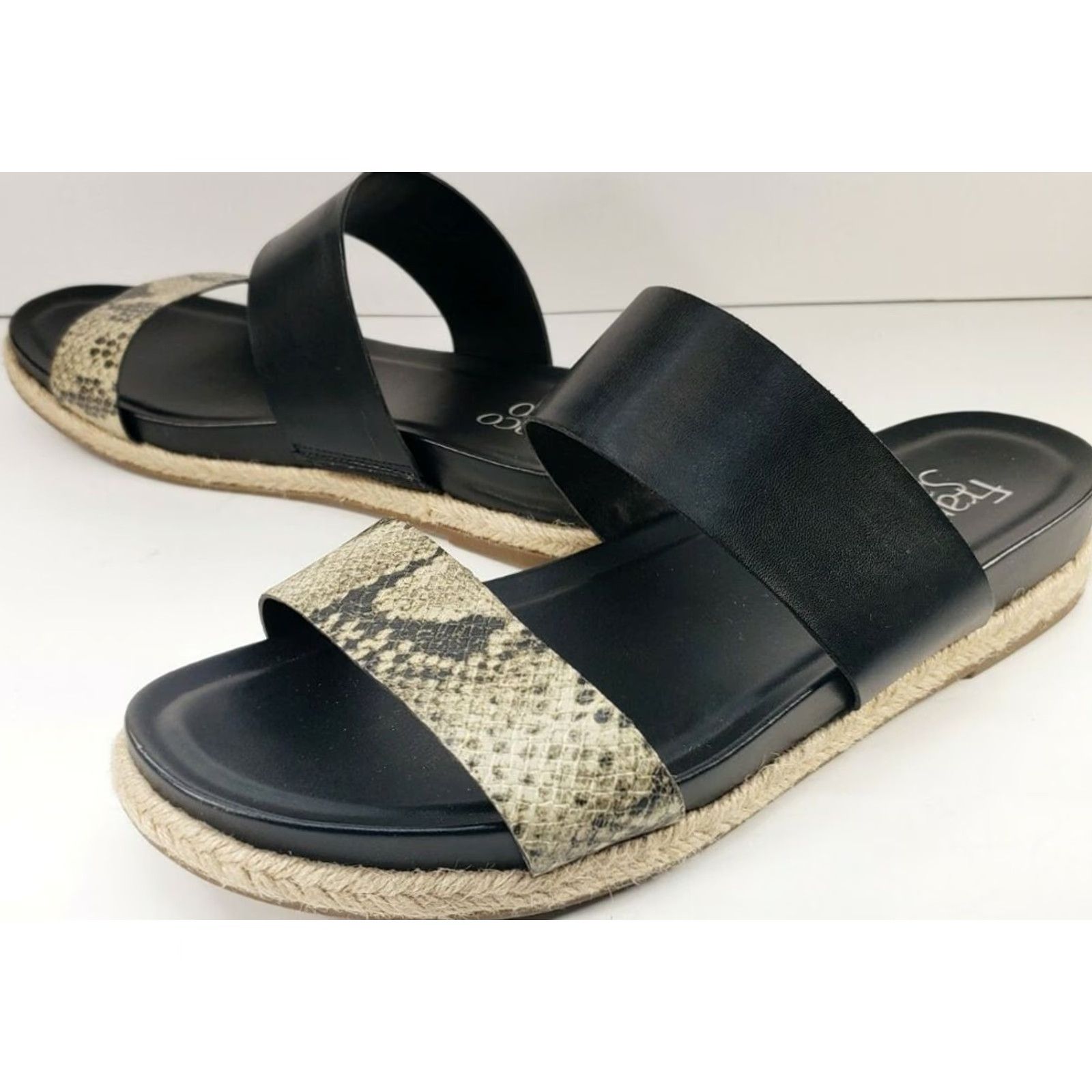 Franco Sarto Franco Sarto Babs Snakeskin Slides Sandals Black Size 8.5 Espadrille Flats Womens Shoes Size US 9 / IT 39 - 4 Thumbnail