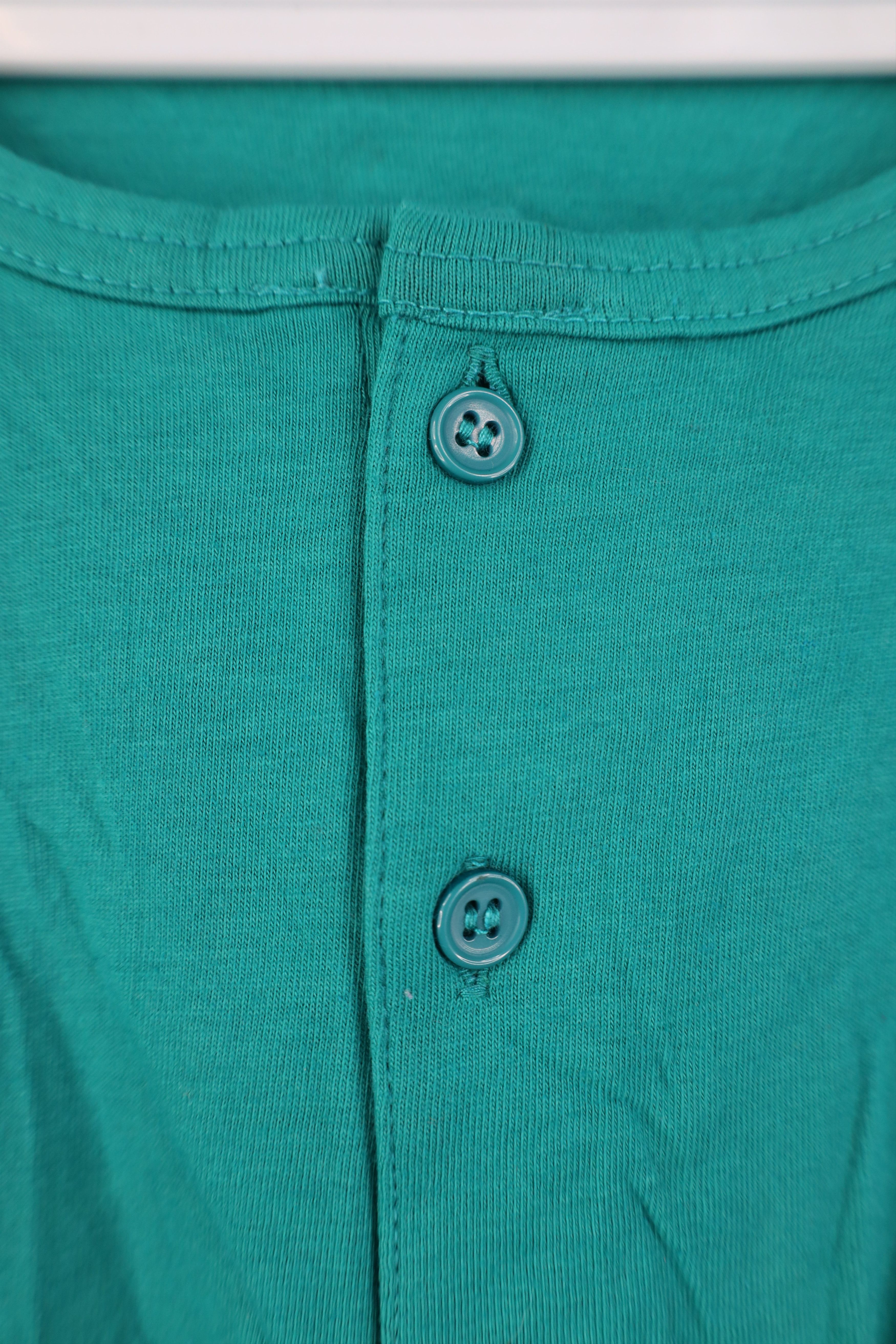 Vintage Vintage 90s Streetwear Club Baggy Fit Henley T-Shirt Teal Size M / US 6-8 / IT 42-44 - 6 Thumbnail