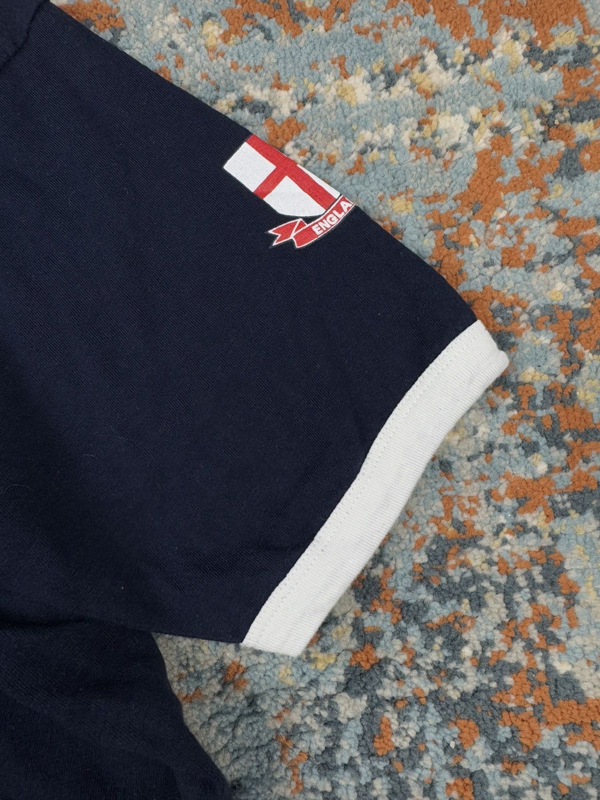 Vintage Vintage 90s England spellout flag ringer tee blokecore style Size US L / EU 52-54 / 3 - 8 Thumbnail