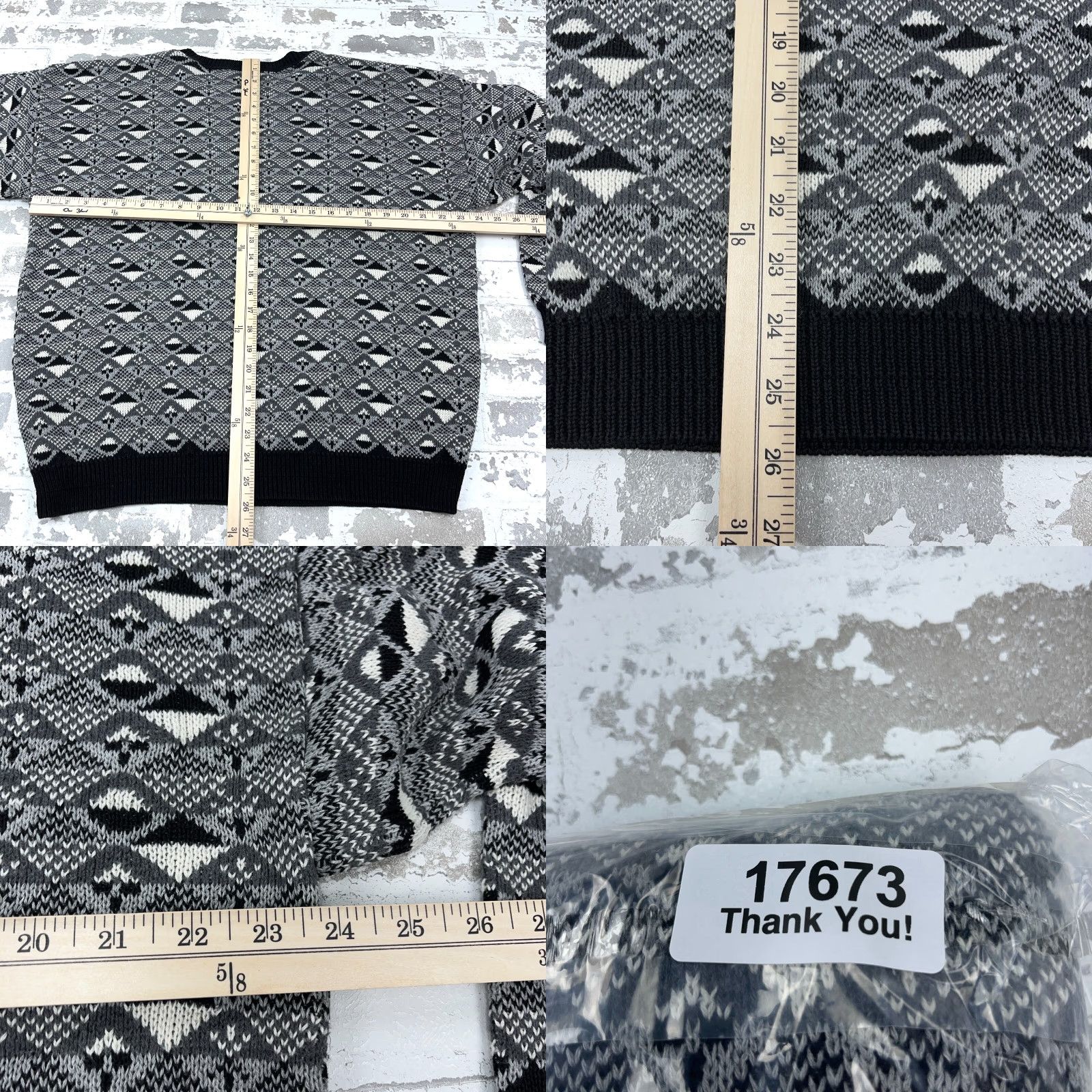 Vintage VINTAGE Tony Lambert Sweater Men L Black Gray Knit Geometric 90s Pullover Crew Neck Embroidered Logo Size US L / EU 52-54 / 3 - 8 Thumbnail
