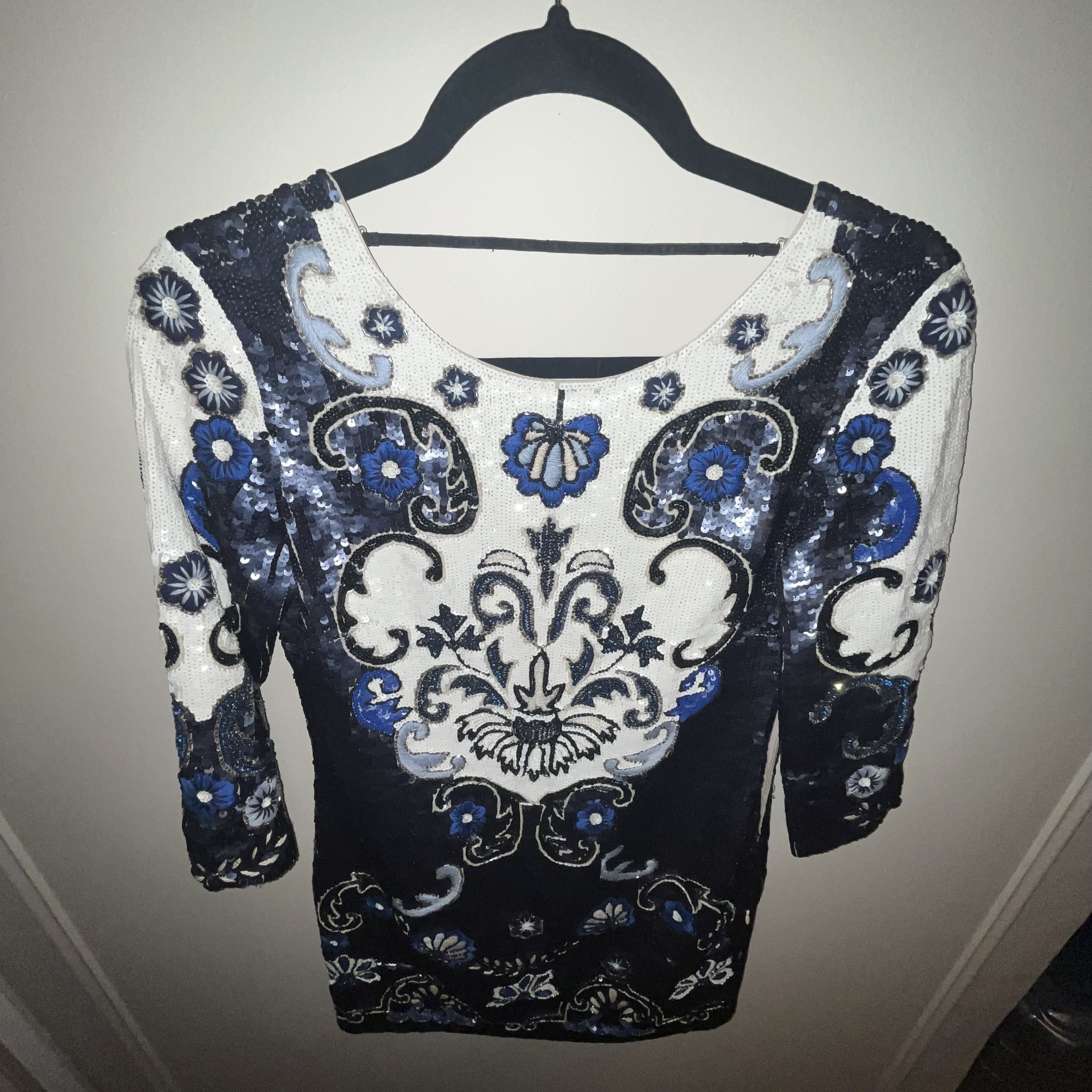 For Love & Lemons Needle & Thread Midnight Floral Sequin Mini Dress Size XS / US 0-2 / IT 36-38 - 8 Thumbnail