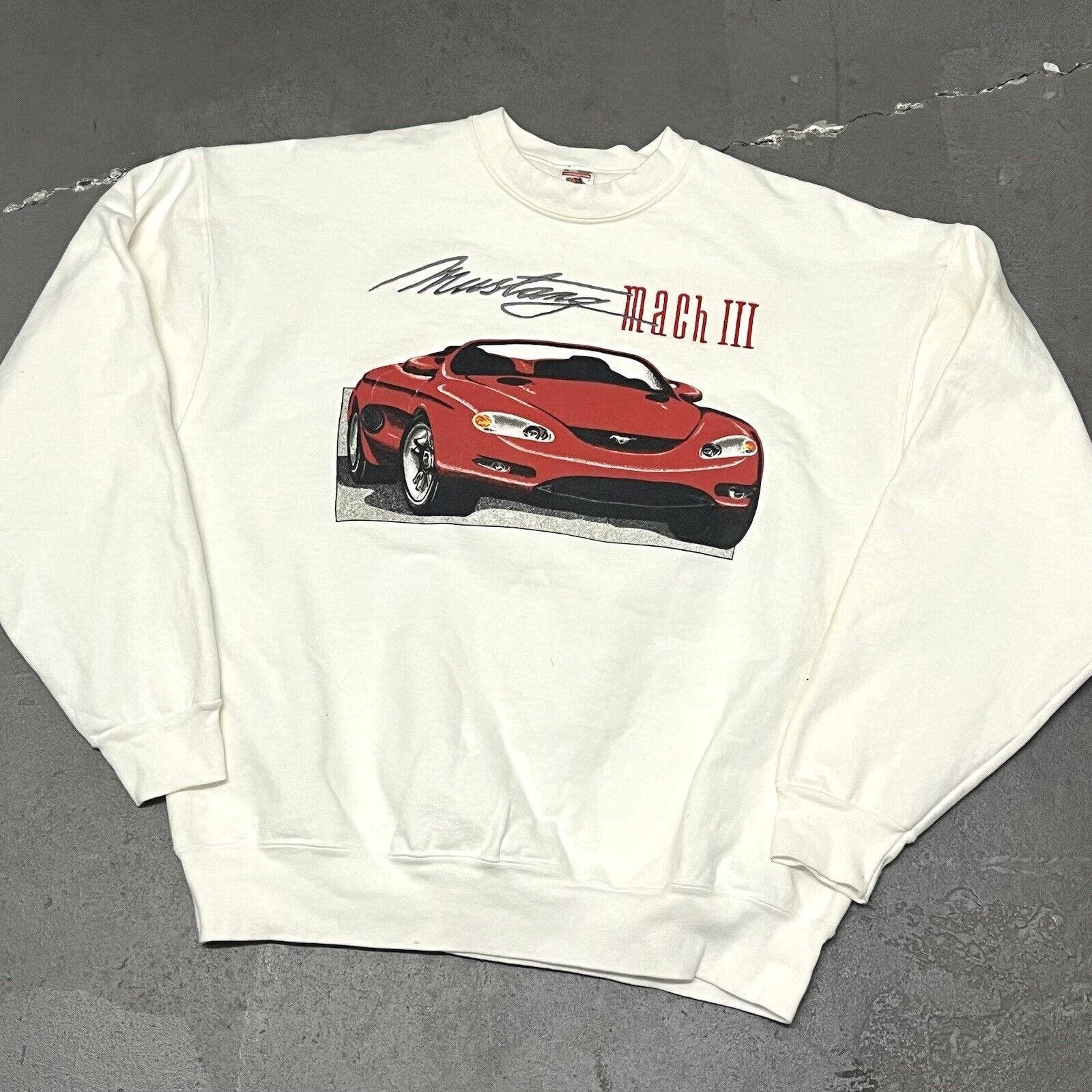 Fruit Of The Loom × Vintage VTG 1990’s FOTL Mach III Mustang Graphic Crewneck Sweater XL Size US XL / EU 56 / 4 - 1 Thumbnail