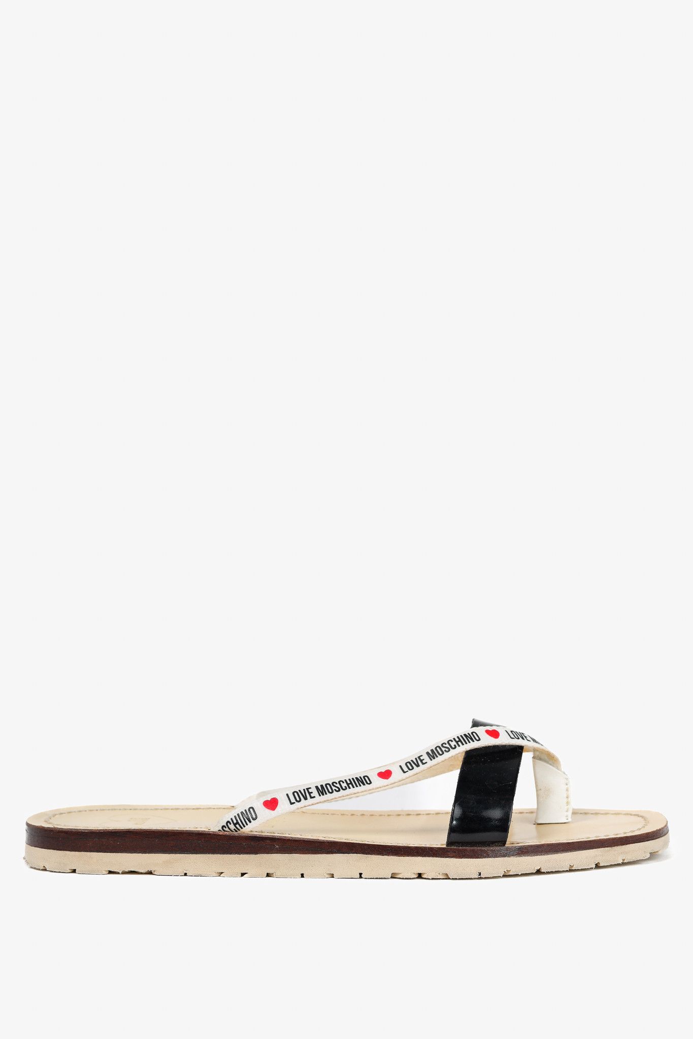 Love Moschino Love Moschino Black PVC Logo-Strap Thong Sandals Size US 8.5 / IT 38.5 - 2 Thumbnail