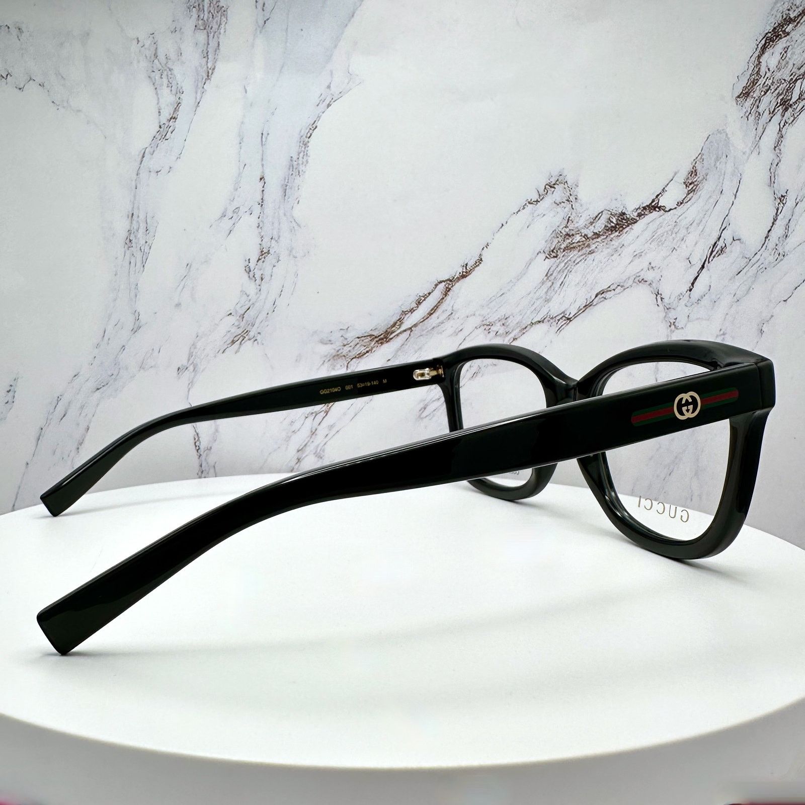 Gucci New GUCCI Eyeglasses Black Square GG Logo Red Green Web Size ONE SIZE - 6 Thumbnail