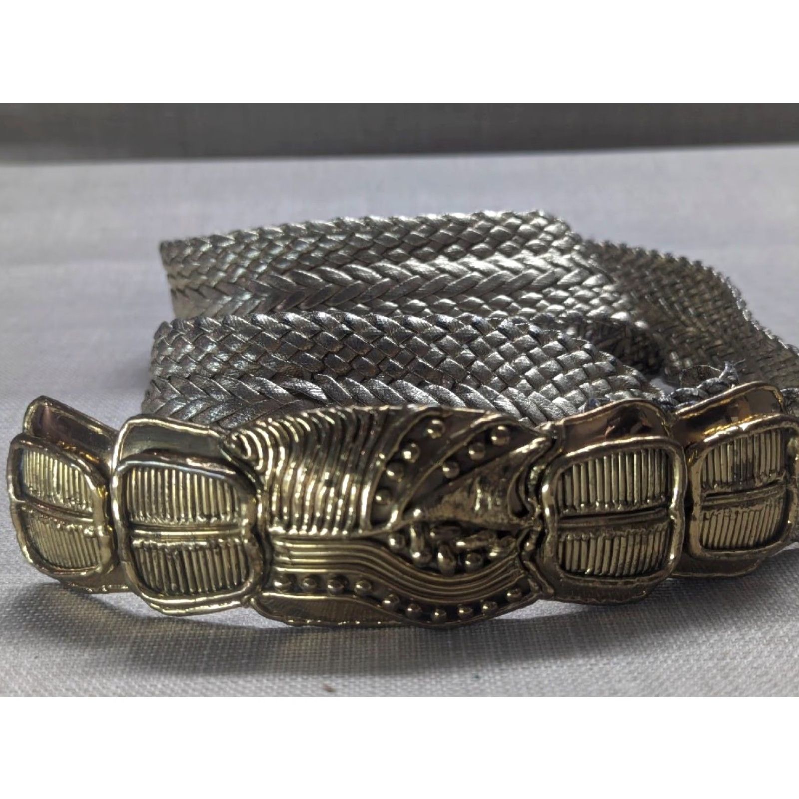 Vintage VINTAGE BUCKLE brutalist GLAM BELT XL adjustable GOLDEN STATEMENT glitz 1980s Size ONE SIZE - 8 Thumbnail