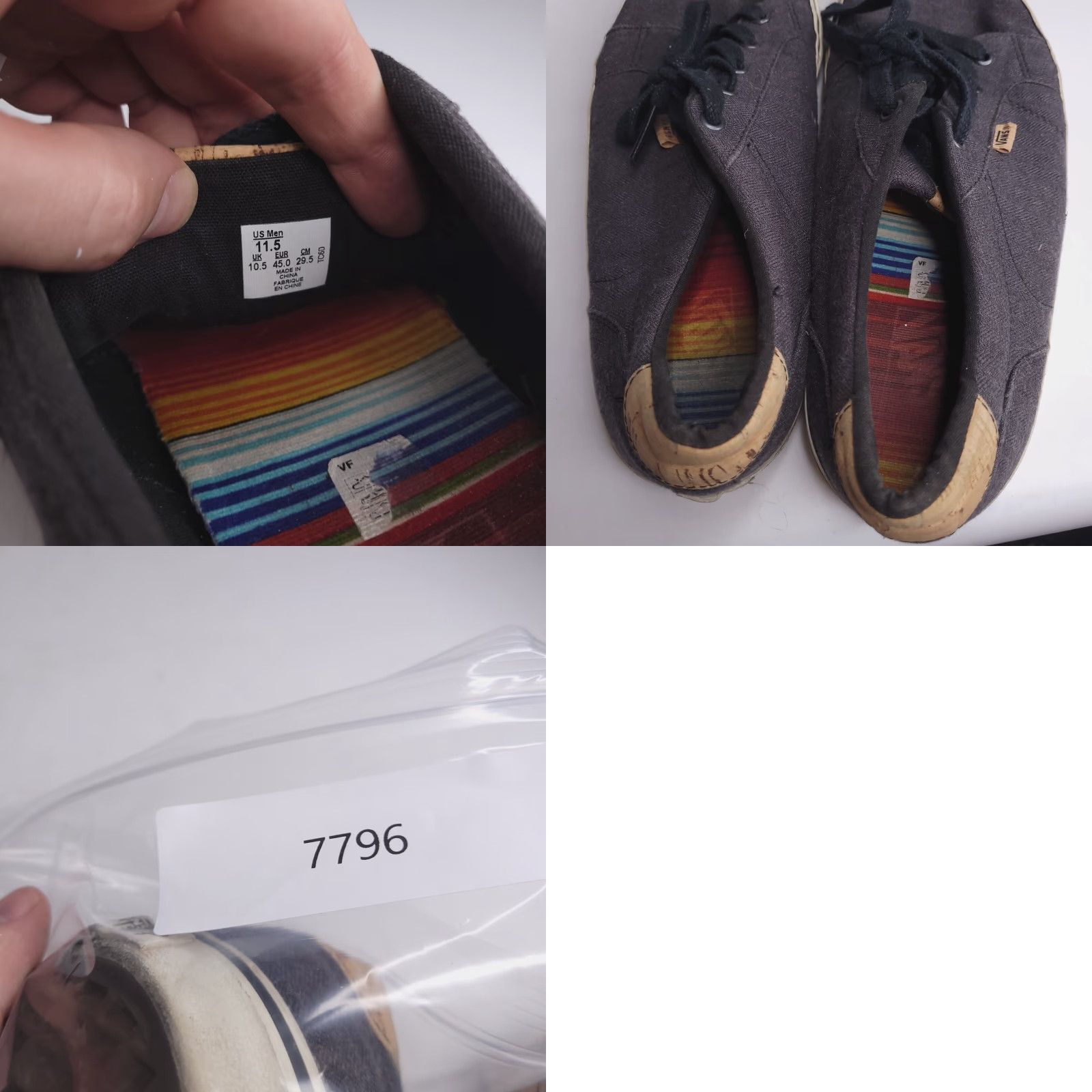 Vans Vans Shoes Mens 11.5 Gray Low Top Classic Skate Bamboo Size US L / EU 52-54 / 3 - 9 Thumbnail