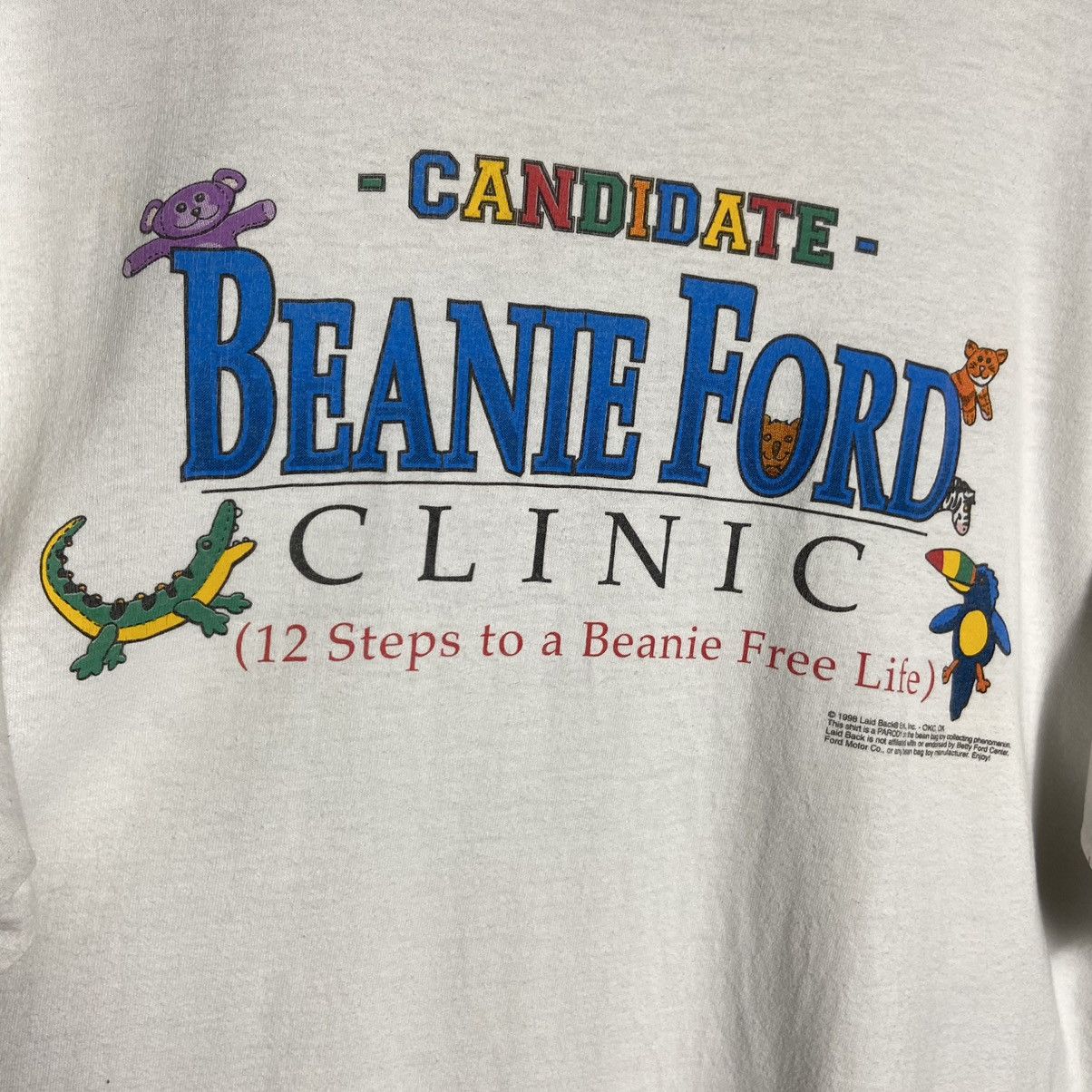 Vintage Vintage 90s Candidate Beanie Ford Clinic Graphic T-Shirt Size US L / EU 52-54 / 3 - 3 Thumbnail