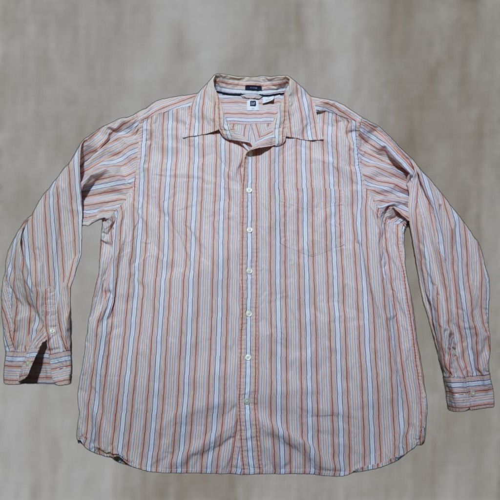 Gap Gap Shirt Button-Up XL Men Orange Striped Check Classic Vintage No N/A Size US XL / EU 56 / 4 - 1 Thumbnail