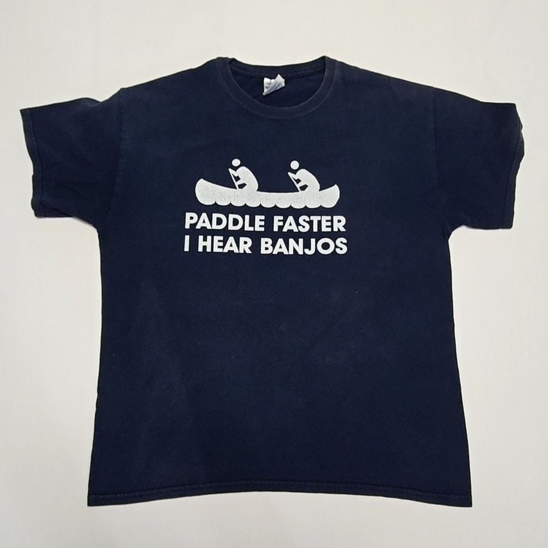 Gildan Vintage Funny Shirt Paddle Faster I Hear Banjos L Blue Tee Size US L / EU 52-54 / 3 - 1 Thumbnail
