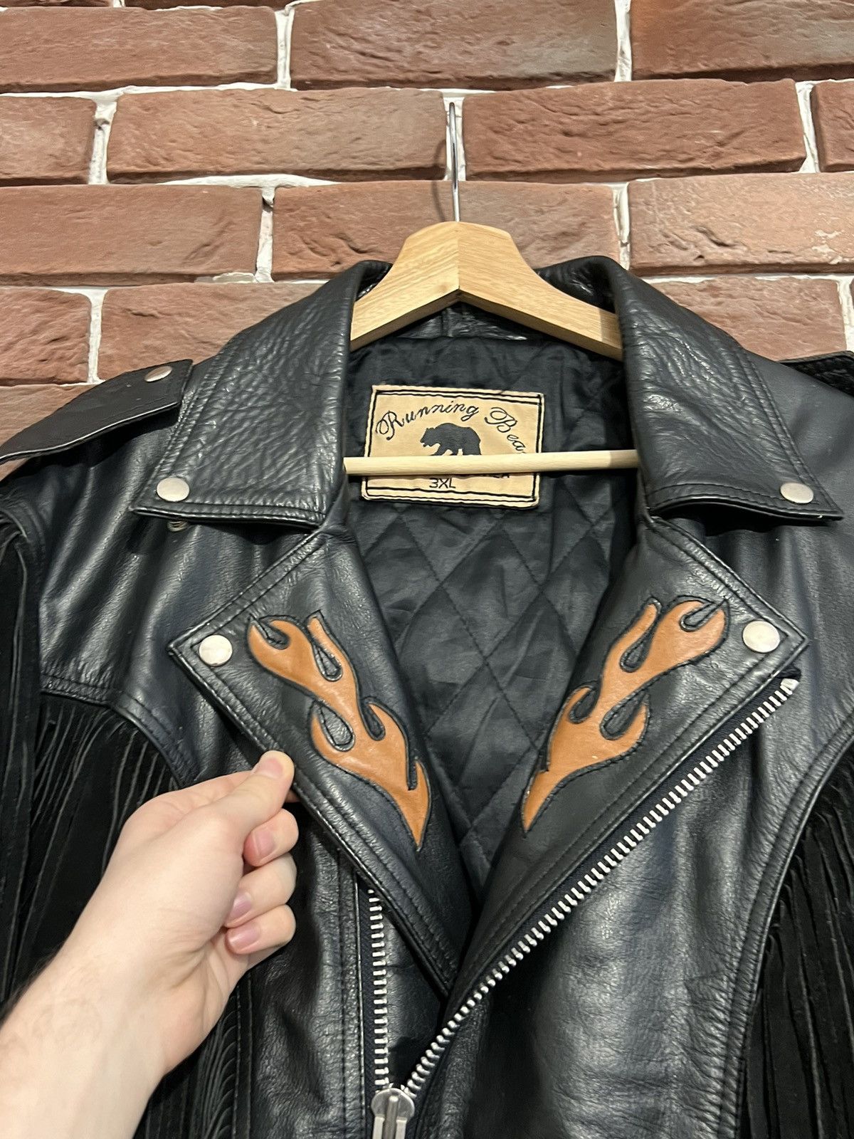 Vintage vintage biker leather suede fringe jacket flames rare 3XL Size US XXL / EU 58 / 5 - 5 Thumbnail