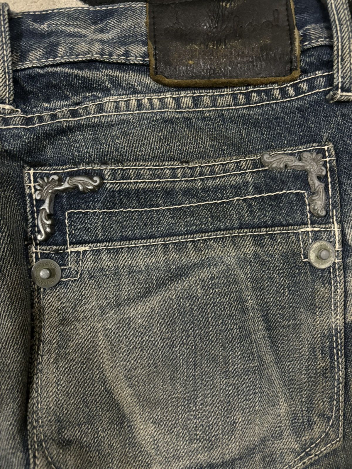 If Six Was Nine Vintage Army of NO! Patched Distressed Flare Grunge Jeans Size US 30 / EU 46 - 15 Thumbnail