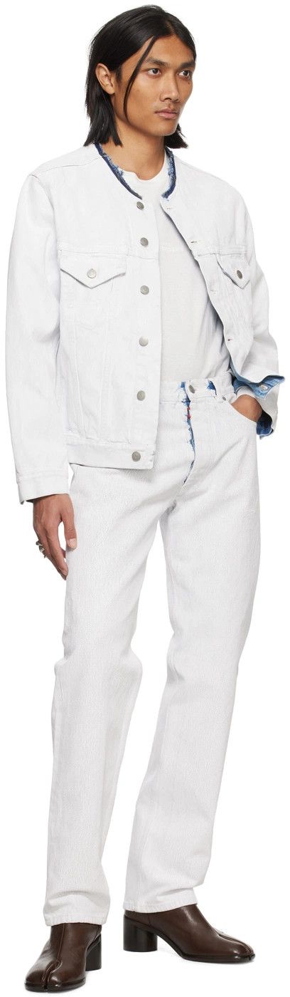 Maison Margiela o1y1124 Collarless Denim Jacket in White Size US S / EU 44-46 / 1 - 4 Thumbnail