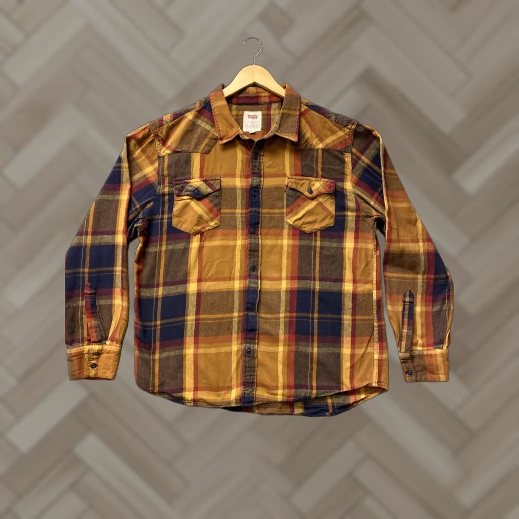 Levi's Levi's Button-Up Shirt Mens 2XL Multicolor Plaid Cotton Flannel Long Sleeve Collared Button Casual Pockets Size US XXL / EU 58 / 5 - 1 Thumbnail