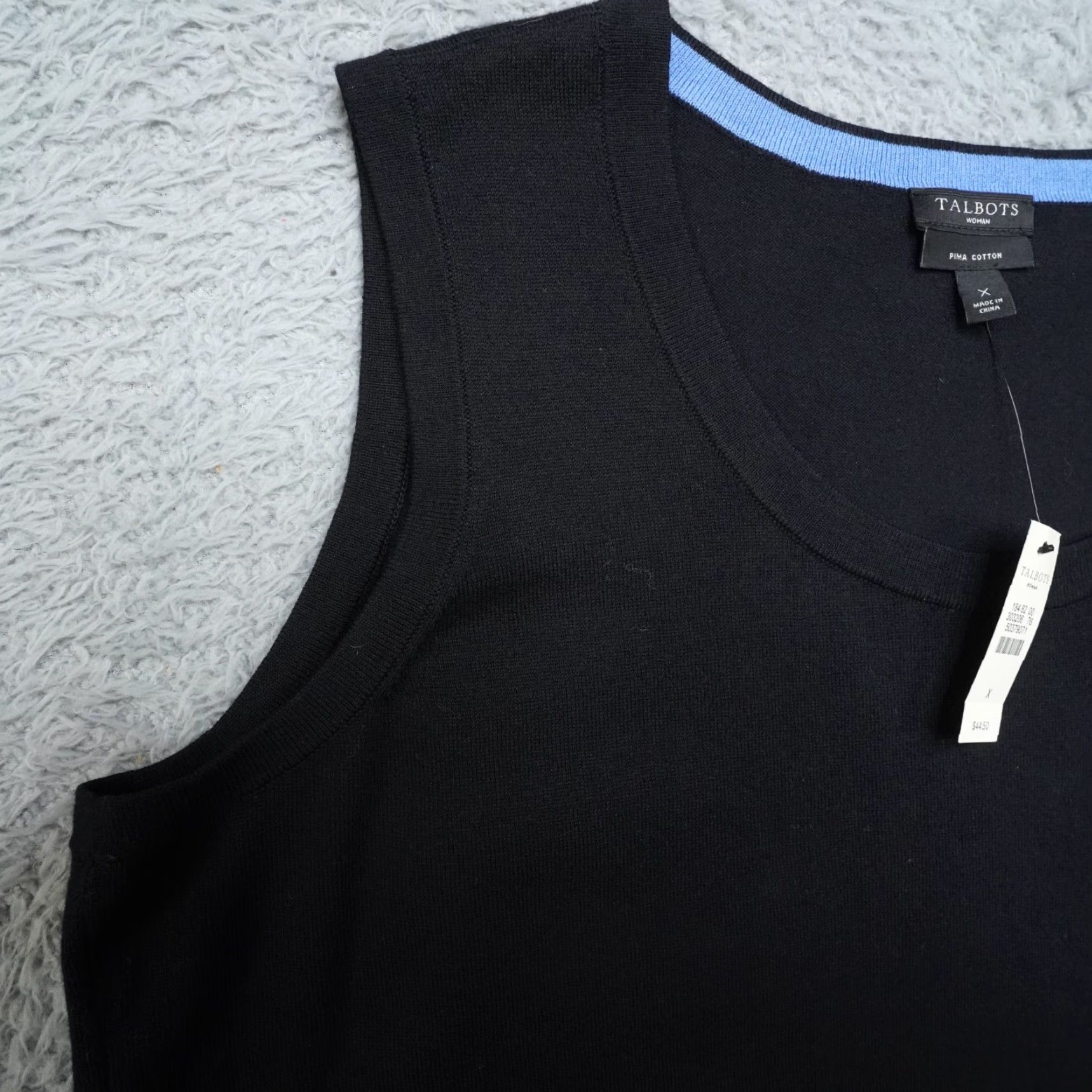 Talbots Talbots Knit Sweater Vest Womens L/XL Black Sleeveless Mock Neck Cable Knit Striped? No, Solid. Not sure. Size L / US 10 / IT 46 - 6 Thumbnail