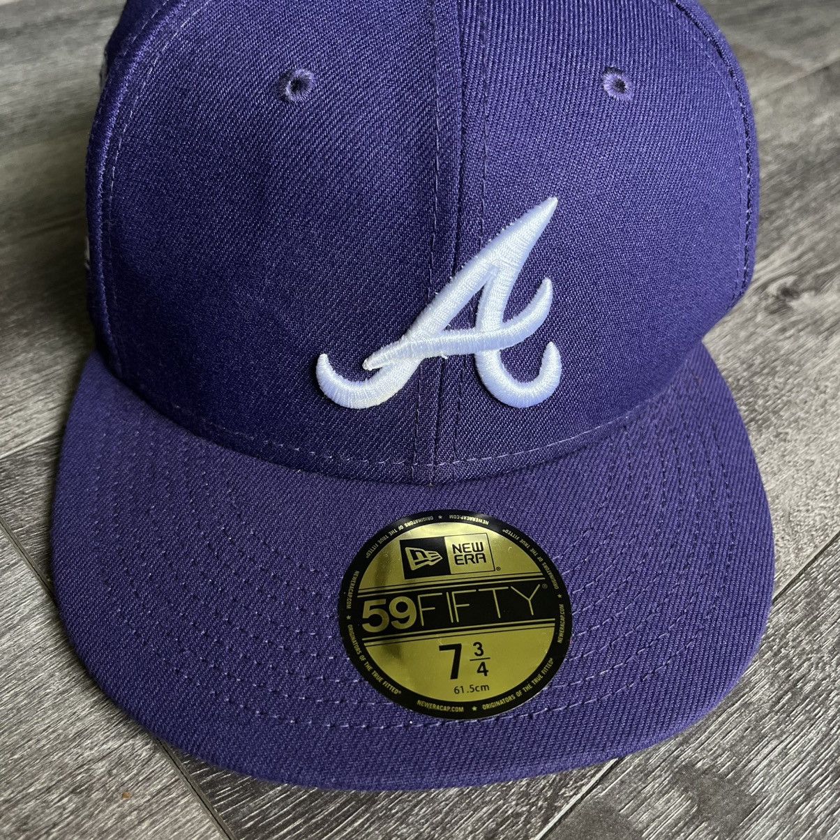 MLB Vintage Atlanta Braves 30th Anniversary Purple Fitted Hat Size ONE SIZE - 3 Thumbnail