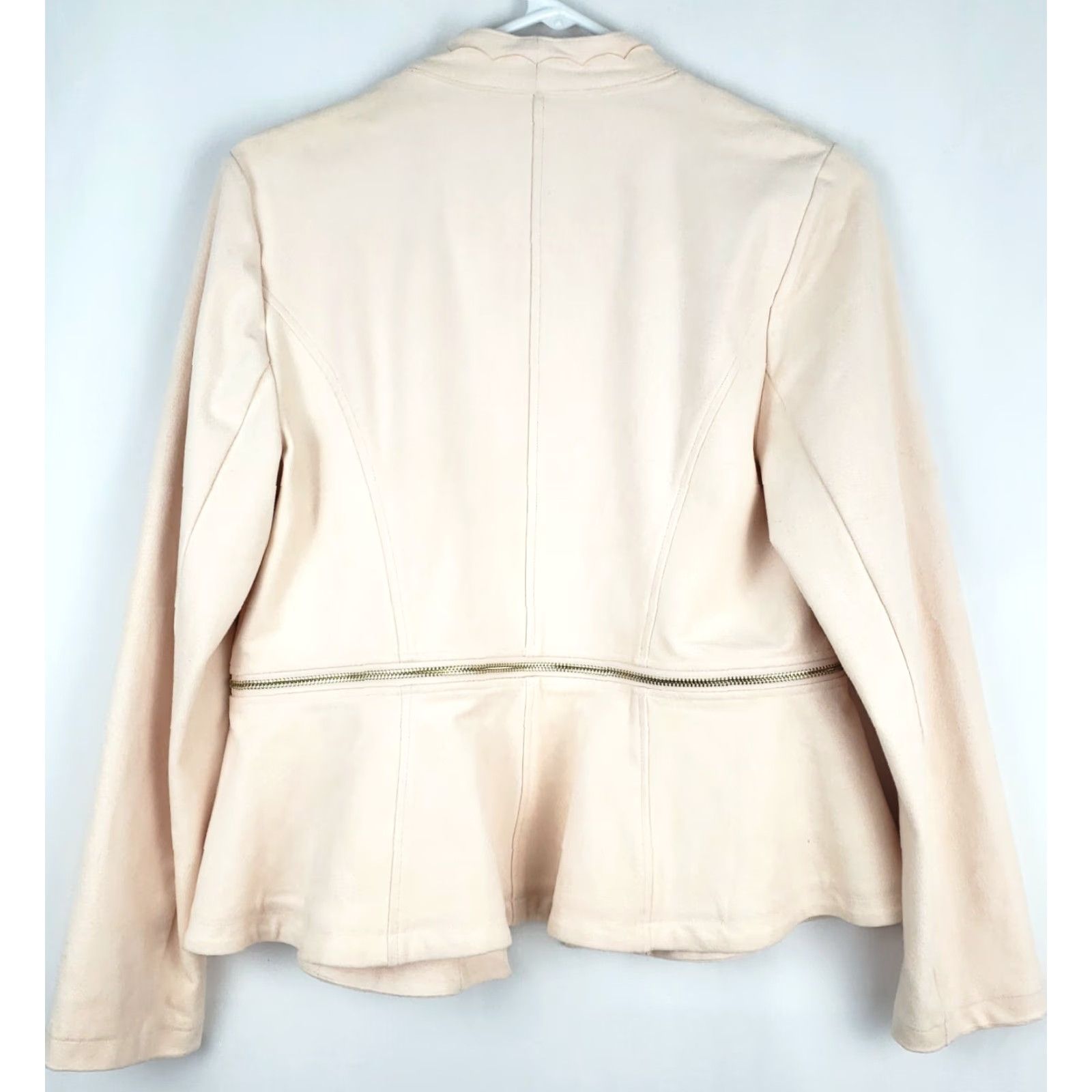 Vintage Chico's Women's Peplum Leather Jacket Light Pink Faux Suede Long Sleeve Classic Fit Size 0 Size XS / US 0-2 / IT 36-38 - 5 Thumbnail