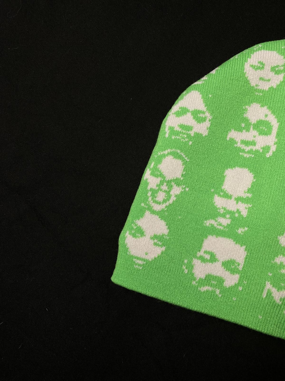 Japanese Brand Deadstock Faces Graphic No Cuff Knit Green Beanie Hats OS Size ONE SIZE - 5 Thumbnail