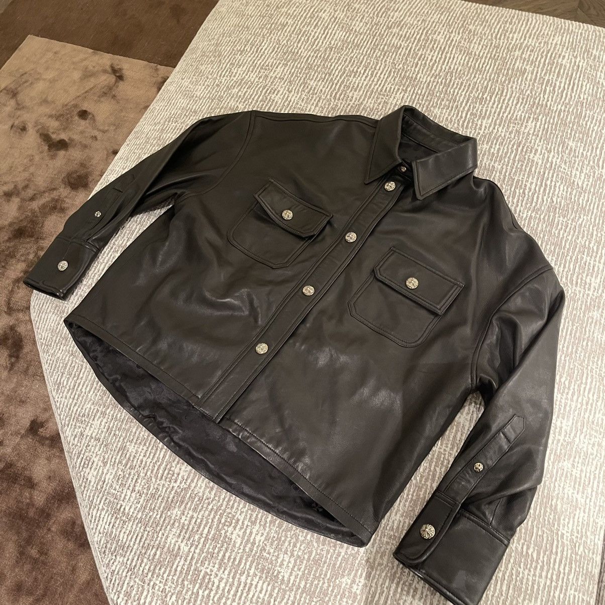 Chrome Hearts Chrome Hearts Black Leather Button Jacket Size US S / EU 44-46 / 1 - 11 Thumbnail