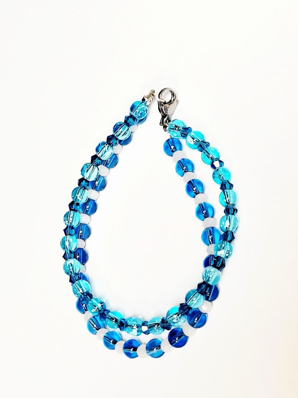Handmade Glass & Faceted AB Bicone beaded double stranded bracelet 6" Size ONE SIZE - 2 Thumbnail