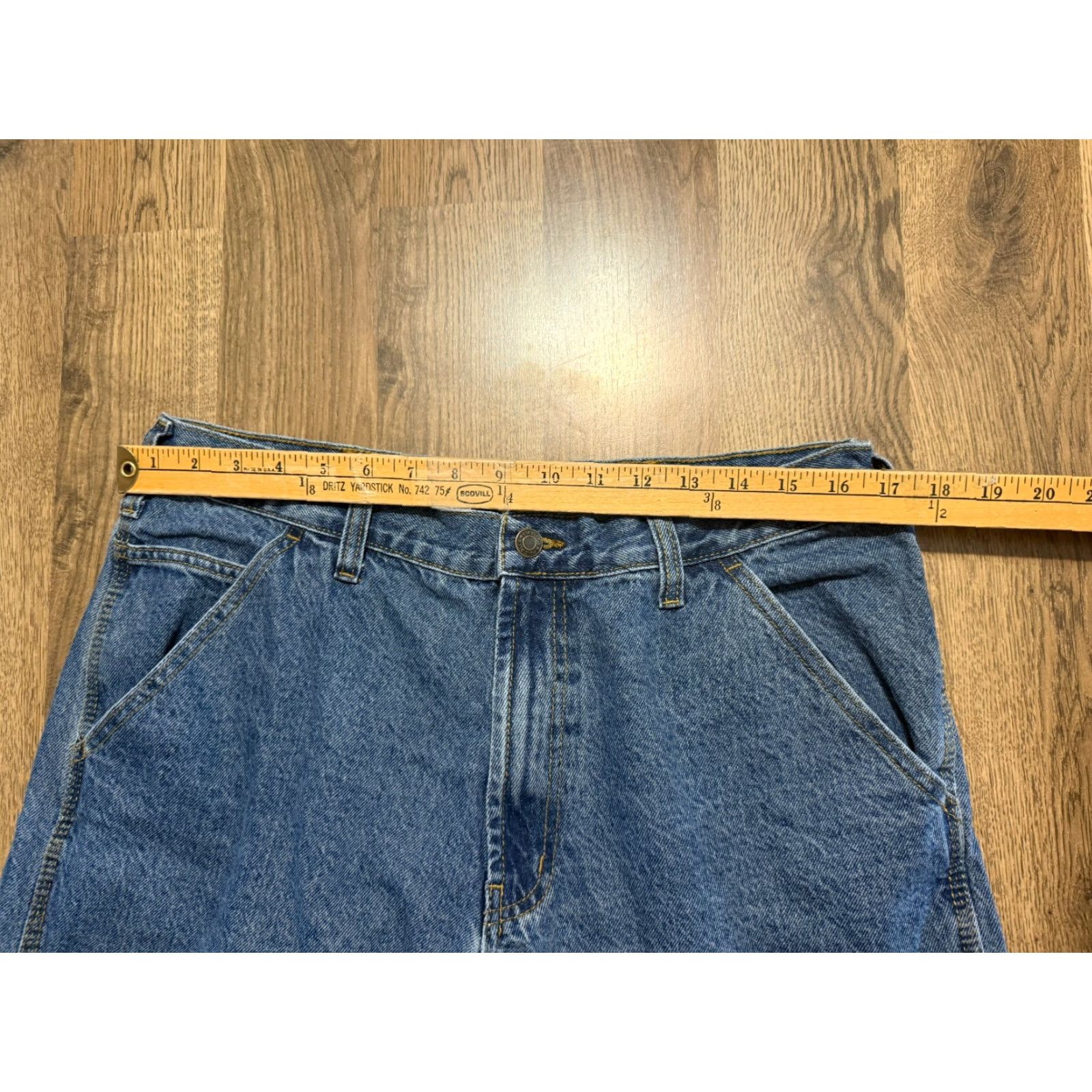 Denime Full Blue Jeans Men Denim Carpenter Mid Rise Straight 5-Pocket Pockets Size 34 Blue Denim Jeans Mens Regular Rise Straight Inseam 28 in Leather? Size US 34 / EU 50 - 7 Thumbnail