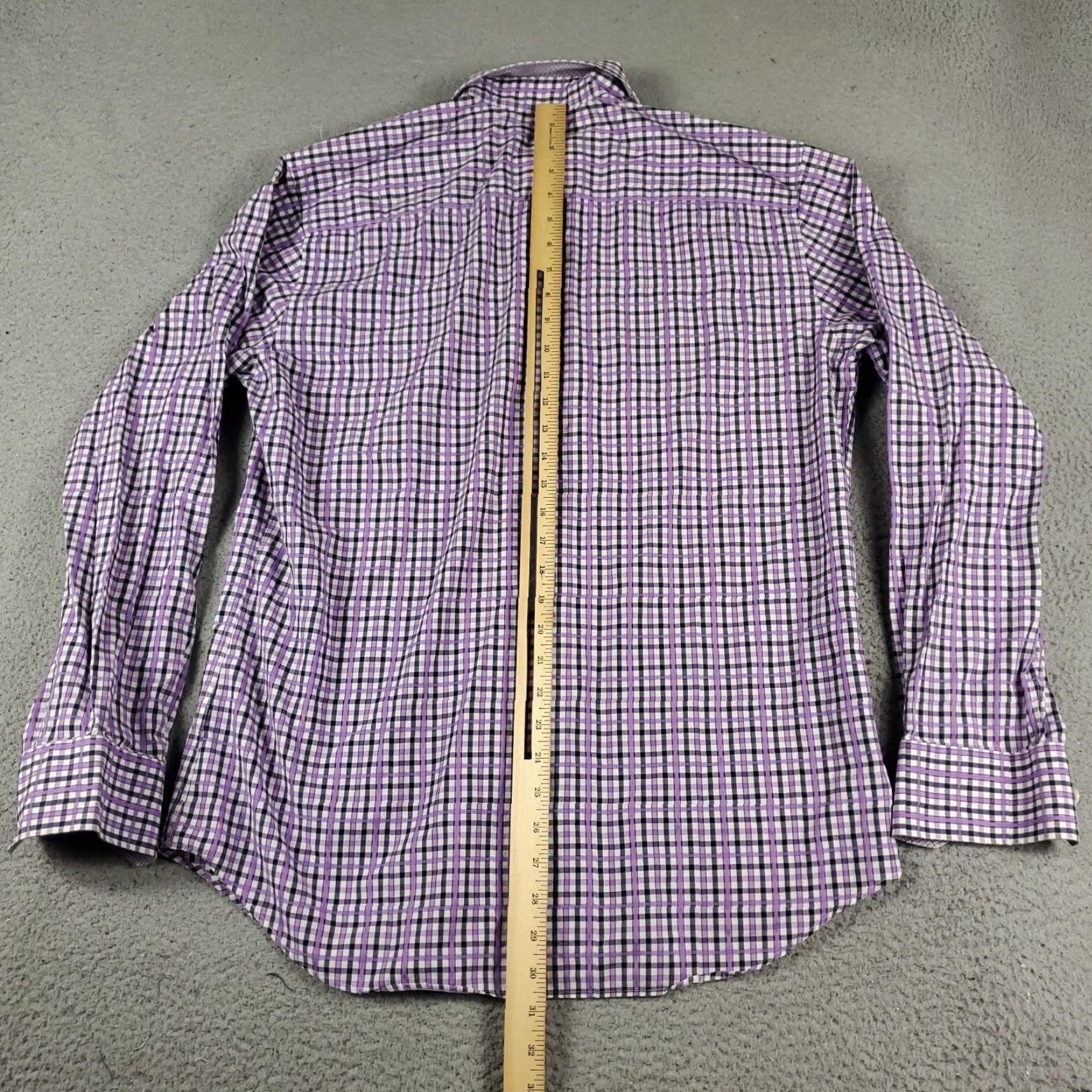 BUGATCHI Bugatchi Uomo Shirt Large Purple Plaid Button-Up Long Sleeve Mens Size US L / EU 52-54 / 3 - 4 Thumbnail