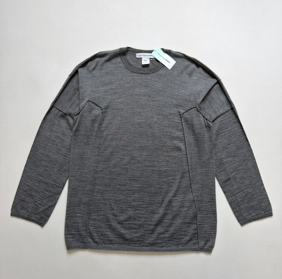 Comme des Garcons Gray Panelled Wool Sweater Size US M / EU 48-50 / 2 - 1 Thumbnail