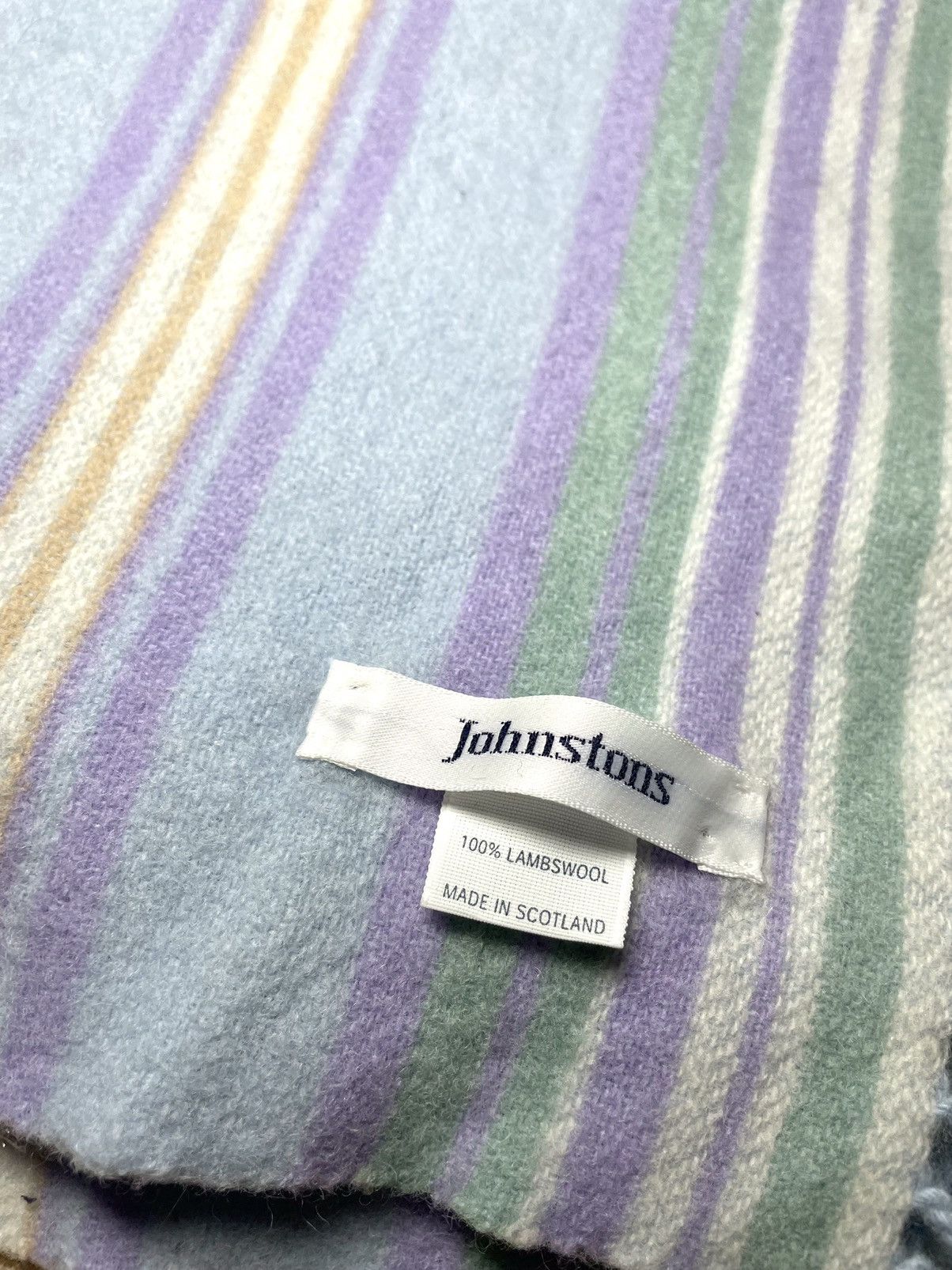 Johnstons Of Elgin Johnstons stripped blue wool scarf Size ONE SIZE - 3 Thumbnail
