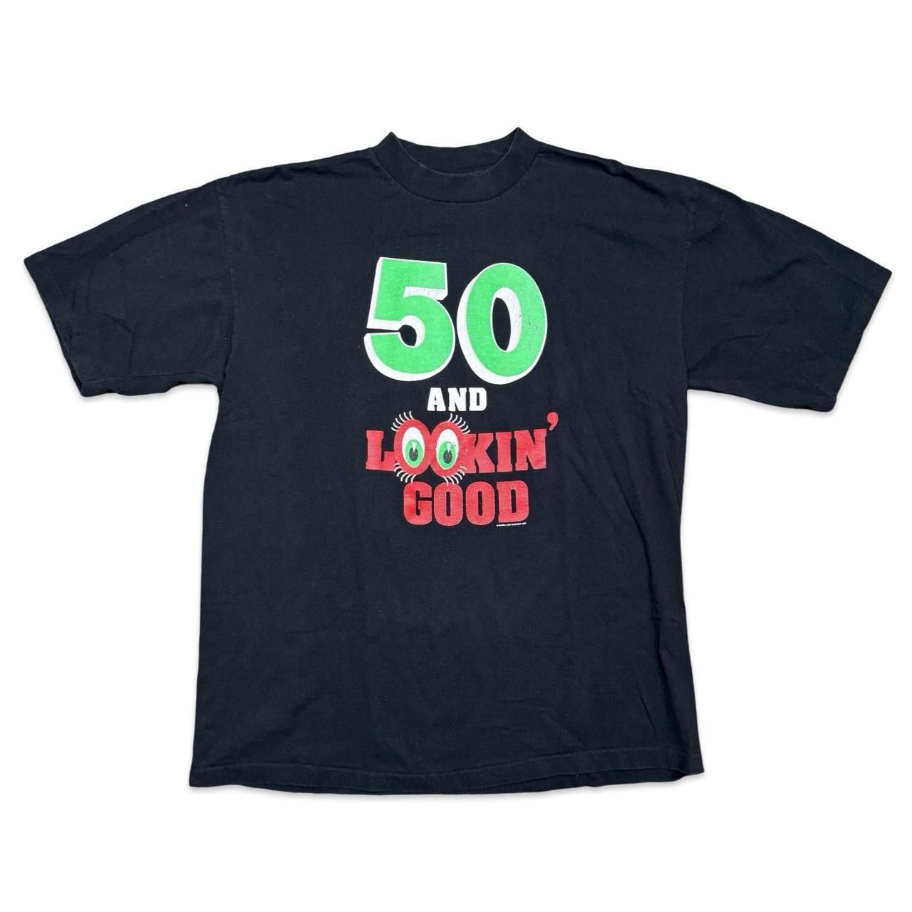 Designer 1990s "50 and lookin good" graphic vintage tee Size US XL / EU 56 / 4 - 1 Thumbnail
