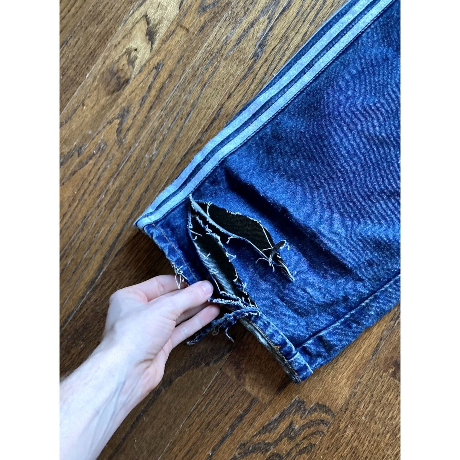 Denime Vale Forever Jeans Mens 38 Baggy Y2K Cargo Stacked Racer Blue Denim Hip Hop Mens Wide-Leg 34 Inseam Color Blue Size 38 Hip Hop Size US 38 / EU 54 - 4 Thumbnail