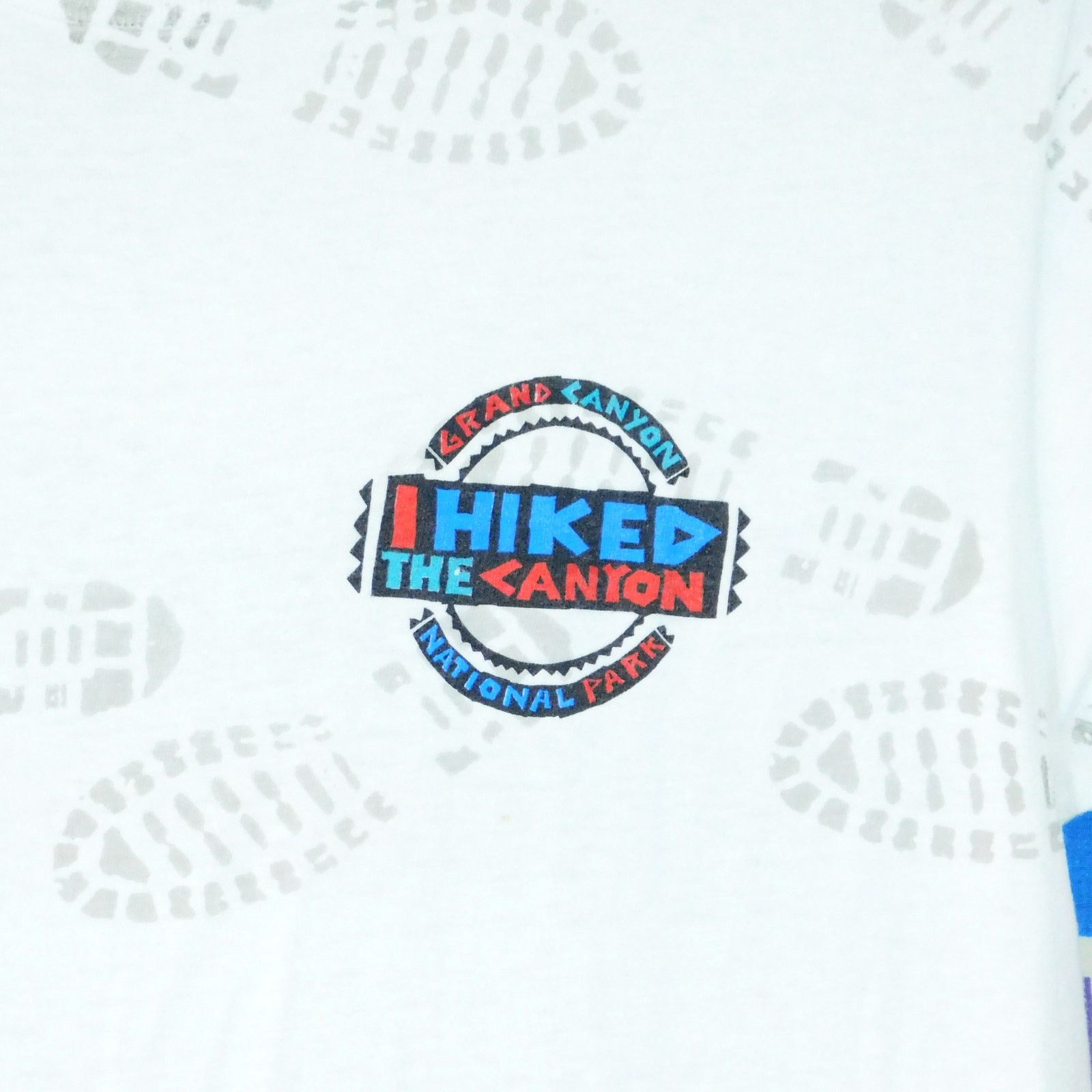 Hanes 90s I Hiked The Grand Canyon AOP T Shirt Size M Boot Prints Size US M / EU 48-50 / 2 - 4 Thumbnail
