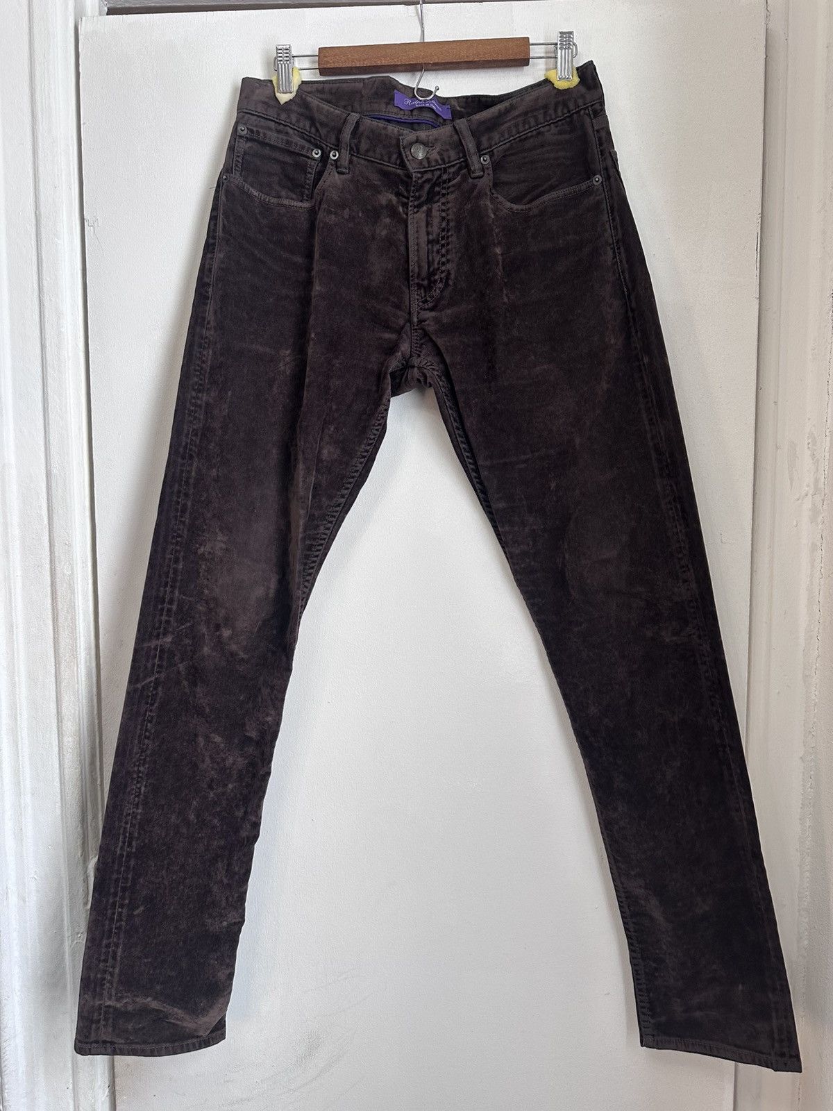 Ralph Lauren Purple Label Slim fit brown velvet purple label pants Size US 32 / EU 48 - 1 Thumbnail