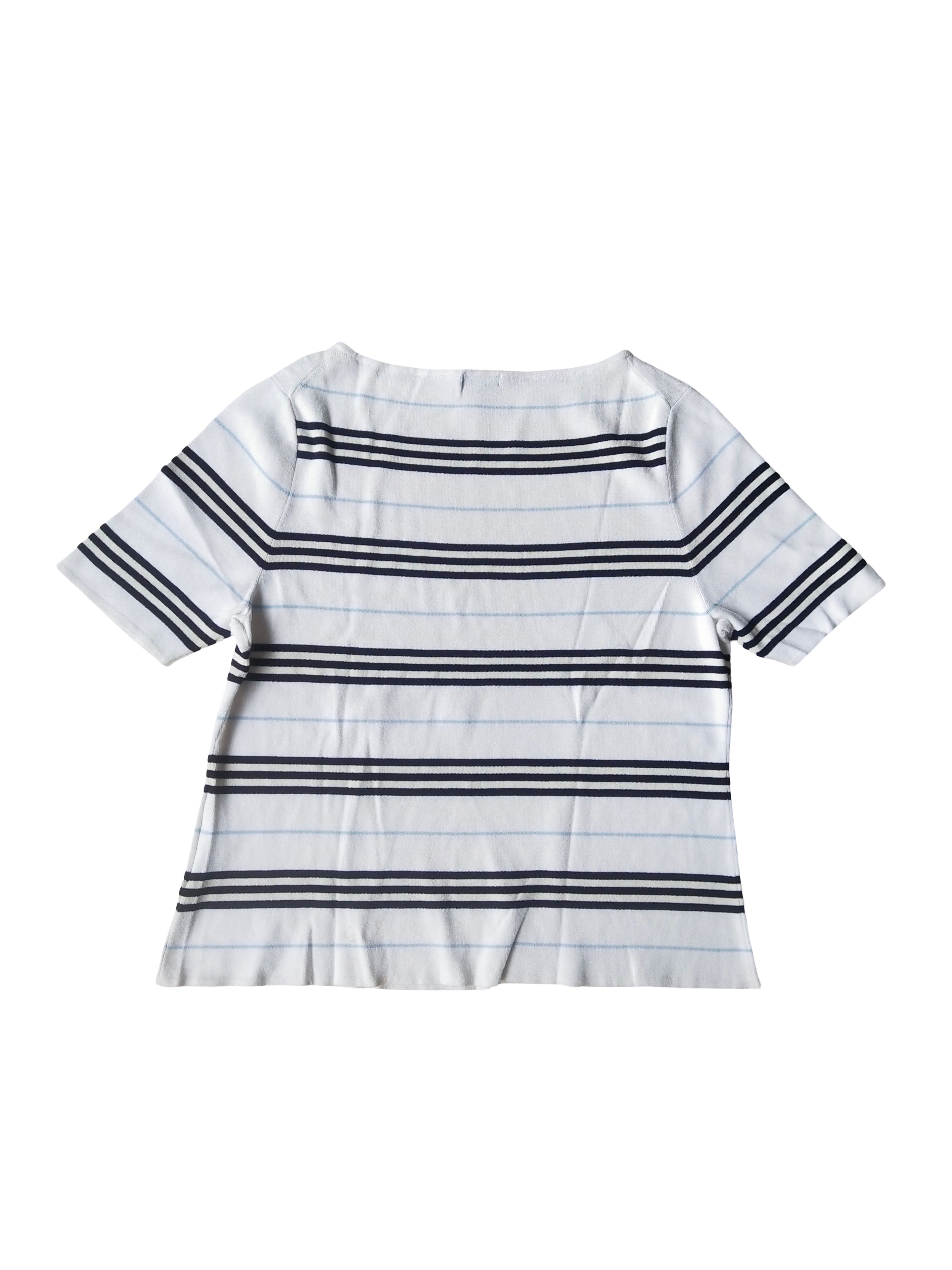 Burberry 2000s Burberry London Striped Knit Top Boat Neck Size S / US 4 / IT 40 - 4 Thumbnail
