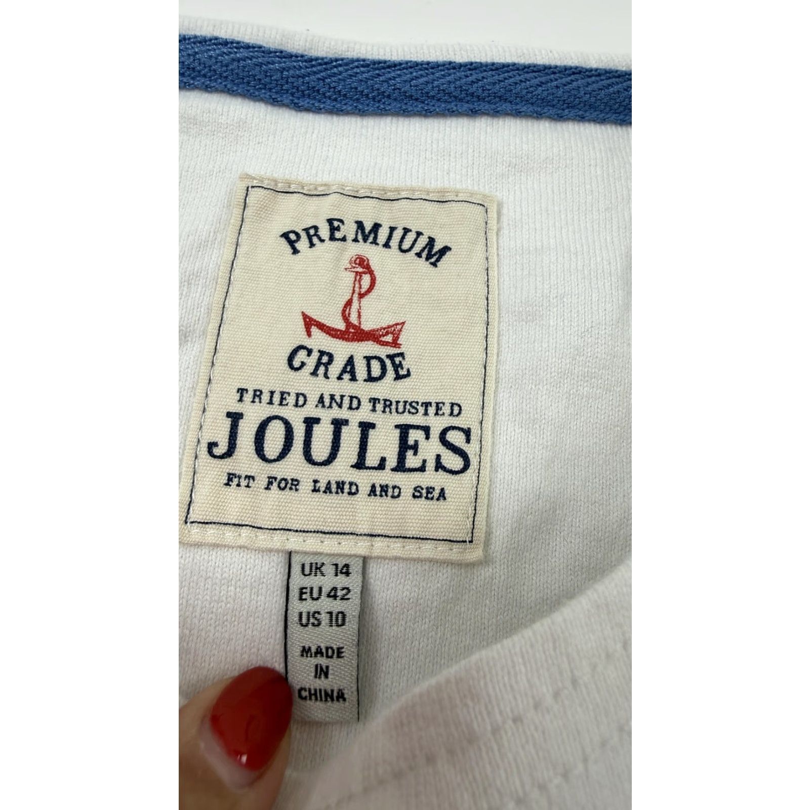 Vintage Joules T-Shirt Dress Womens 10 Blue White Striped Short Sleeve Riviera Nautical Dress - Short Size L / US 10 / IT 46 - 4 Thumbnail