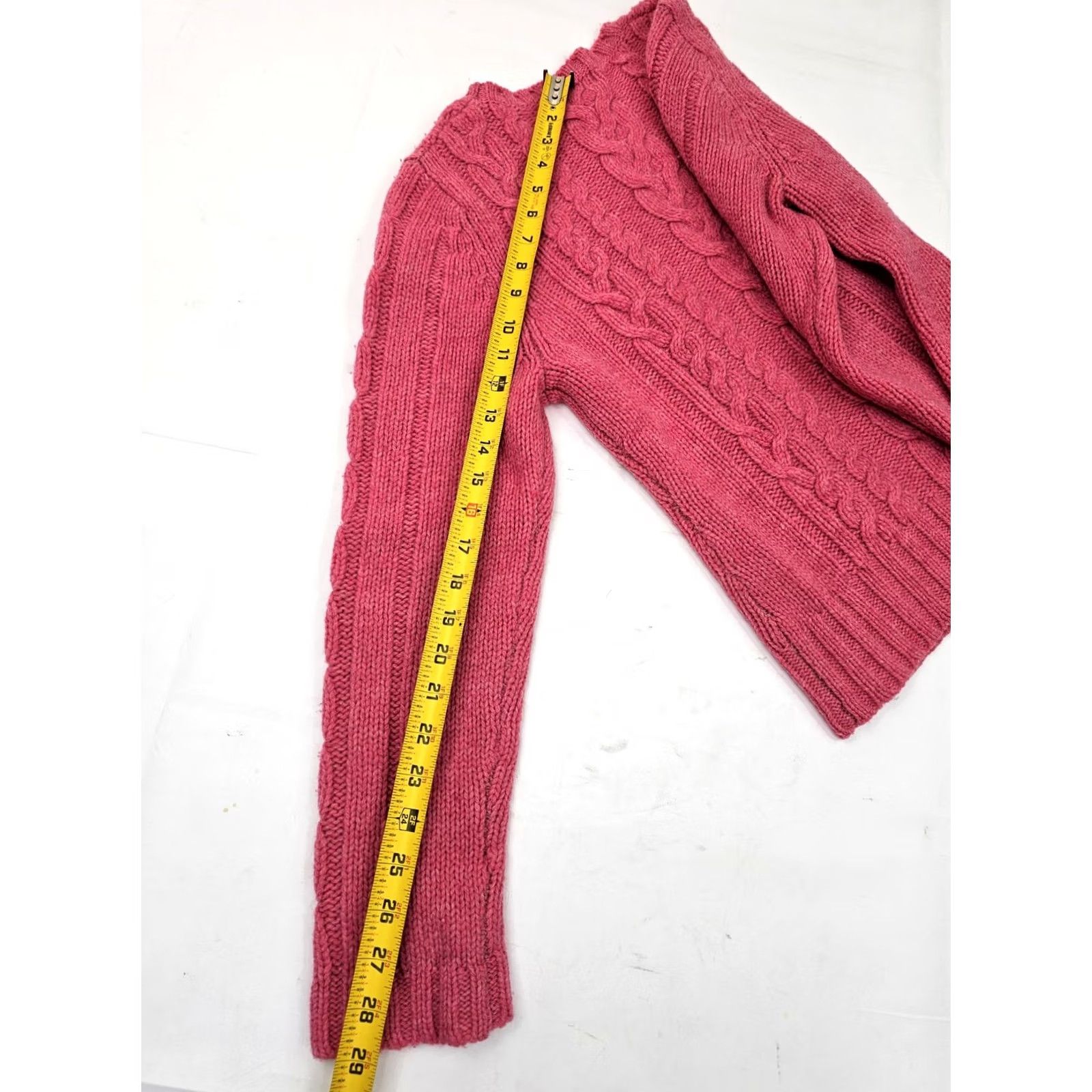 American Eagle Outfitters American Eagle Outfitters Sweater Women L Pink Crew Neck Cable Knit Shetland Merino Wool Knit Pullover Size L / US 10 / IT 46 - 7 Thumbnail