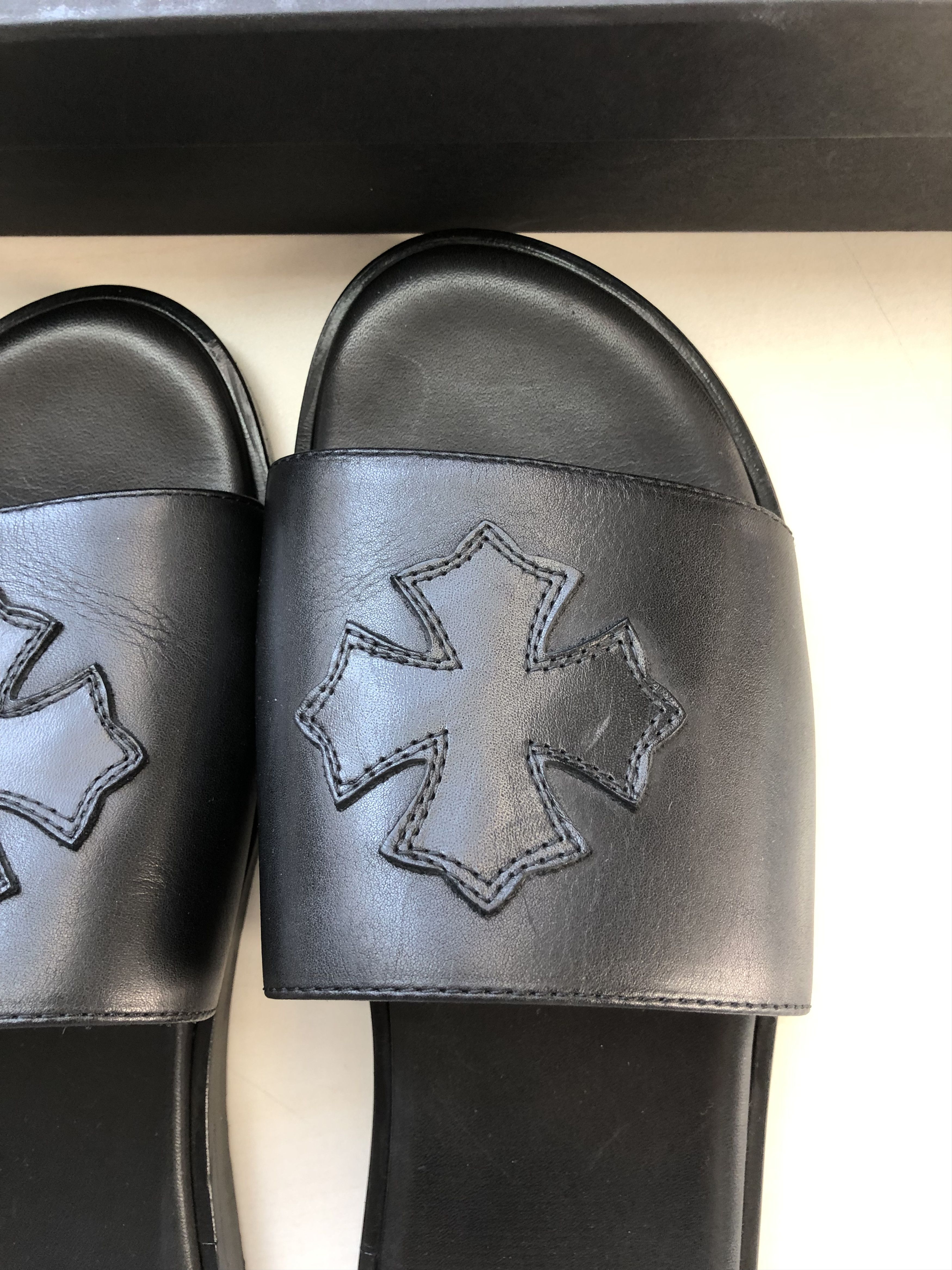 Chrome Hearts Chrome Hearts CH Plus Patch Leather Slide Slippers Size US 10 / IT 40 - 5 Thumbnail