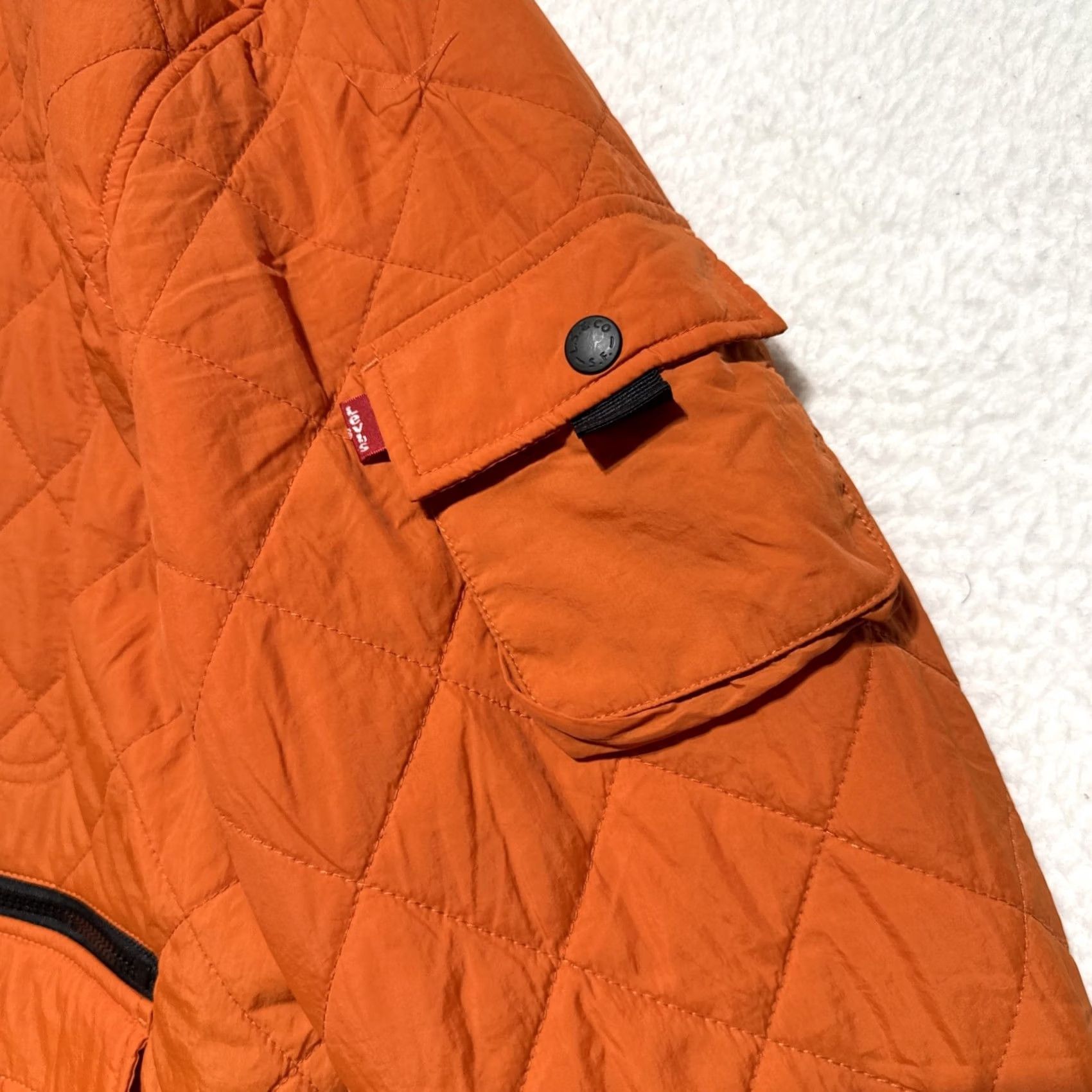 Levi's Levi's Bomber Jacket Men’s L Orange Nylon Quilted Full Zip Lightweight Insulated Spring Fall Winter Nylon Lining Size US L / EU 52-54 / 3 - 3 Thumbnail