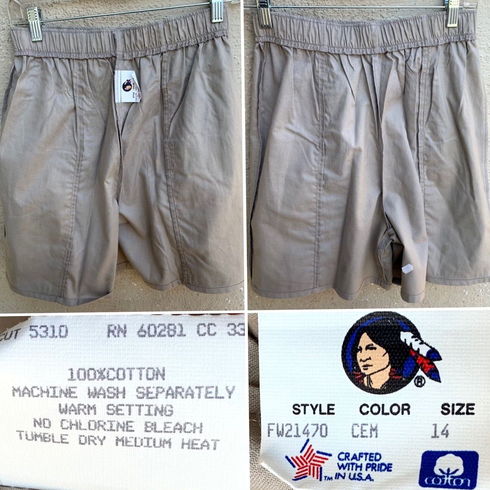 Cherokee VINTAGE Cherokee Shorts High Waist Big Side Pockets khaki 80s 1980s Size 14 Beige Cotton Women Casual Pockets 80s Style FW21470 Mens Womens Girls Boys Size 36" / US 14 / IT 50 - 7 Thumbnail