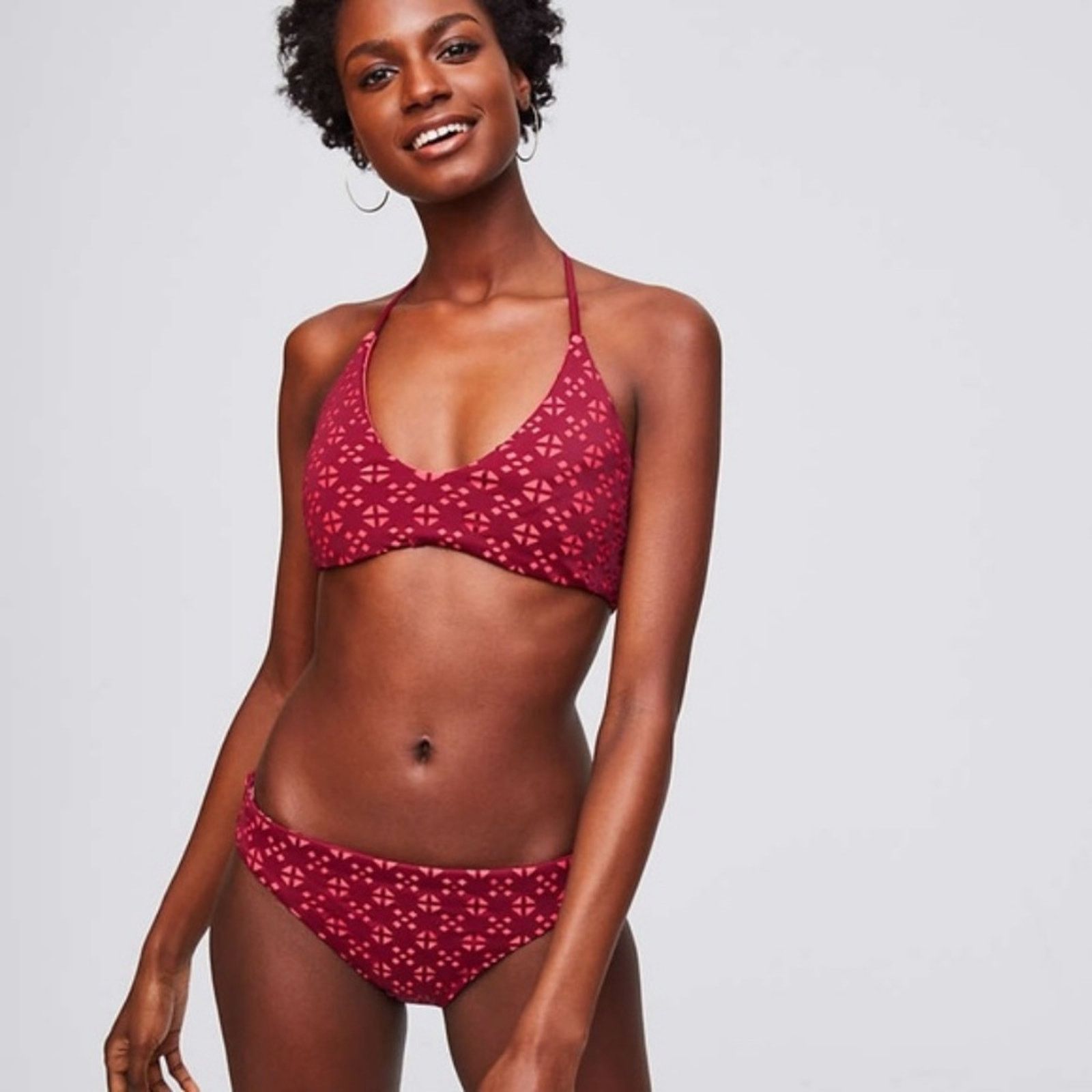 Loft LOFT Red Beach Perforated Hipster Bikini Bottom Size 28" / US 6 / IT 42 - 2 Thumbnail