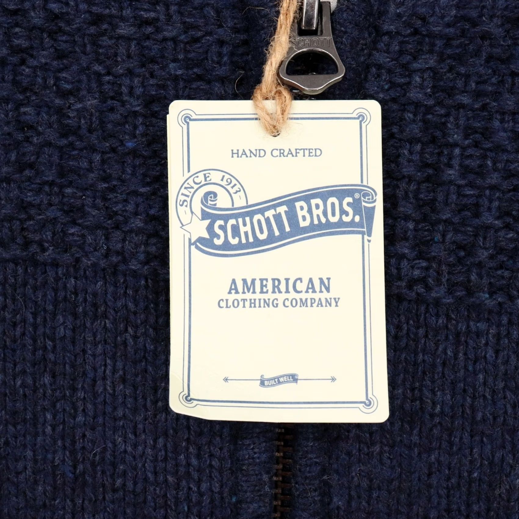 Schott Schott Bros Wool Blend Sherpa Lined Full Zip Shawl Cardigan Sweater L Navy Blue Size US L / EU 52-54 / 3 - 4 Thumbnail