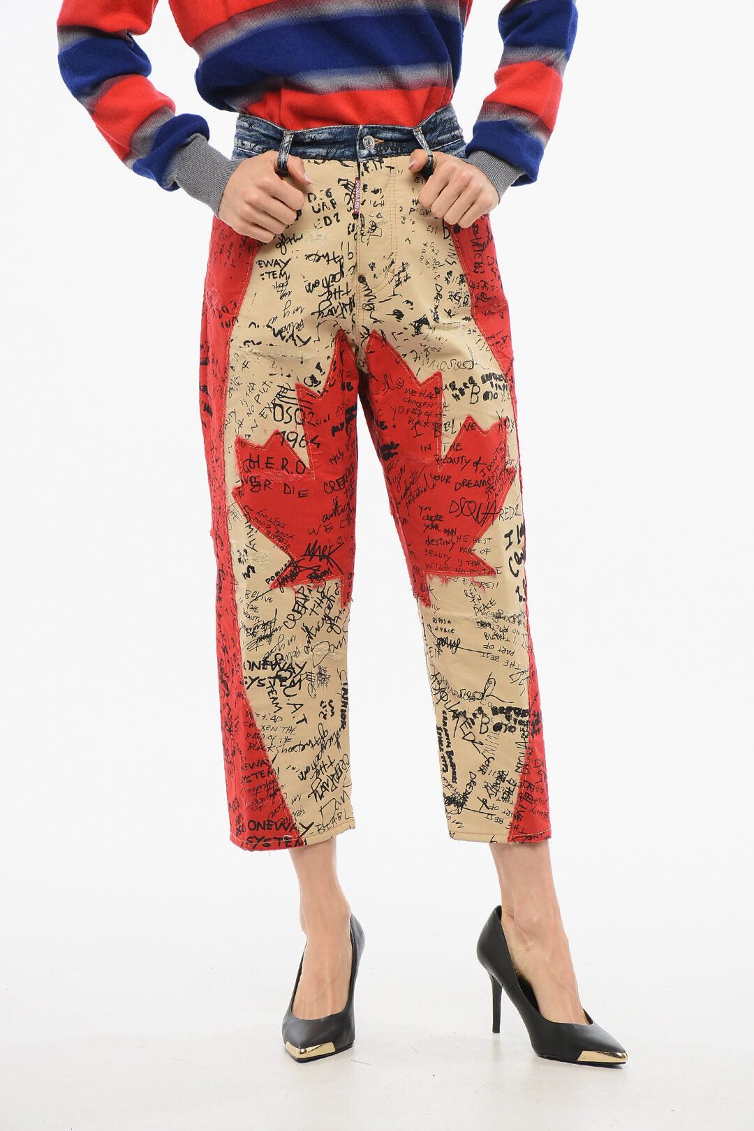 Dsquared2 Kawaii Fit Denim Patchwork Jeans 21cm Size 26" / US 2 / IT 38 - 1 Thumbnail
