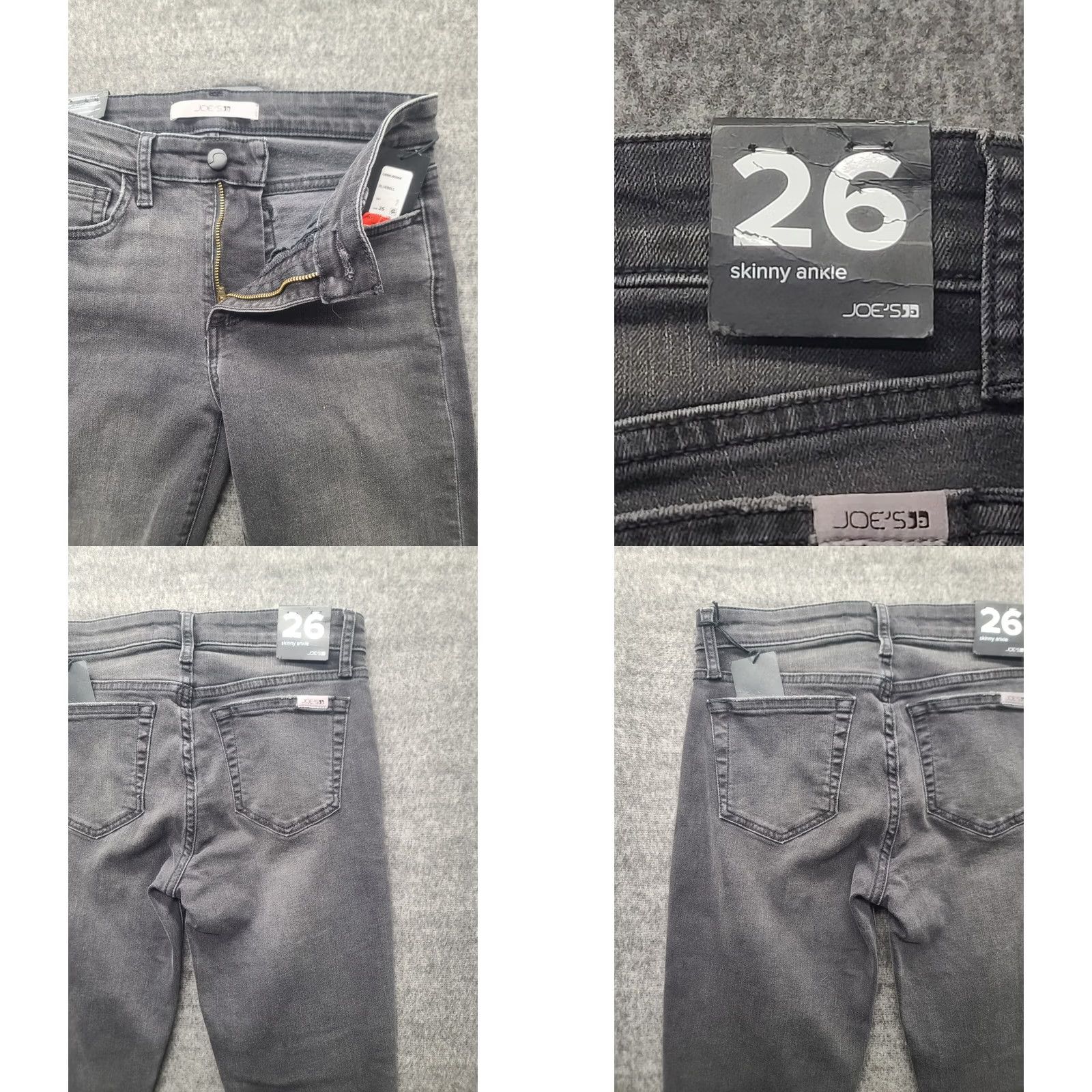 Vintage VINTAGE Joe's Jeans Black 26x28 Skinny Fit Ankle Distressed Whiskering Womens Jeans Size 26" / US 2 / IT 38 - 9 Thumbnail
