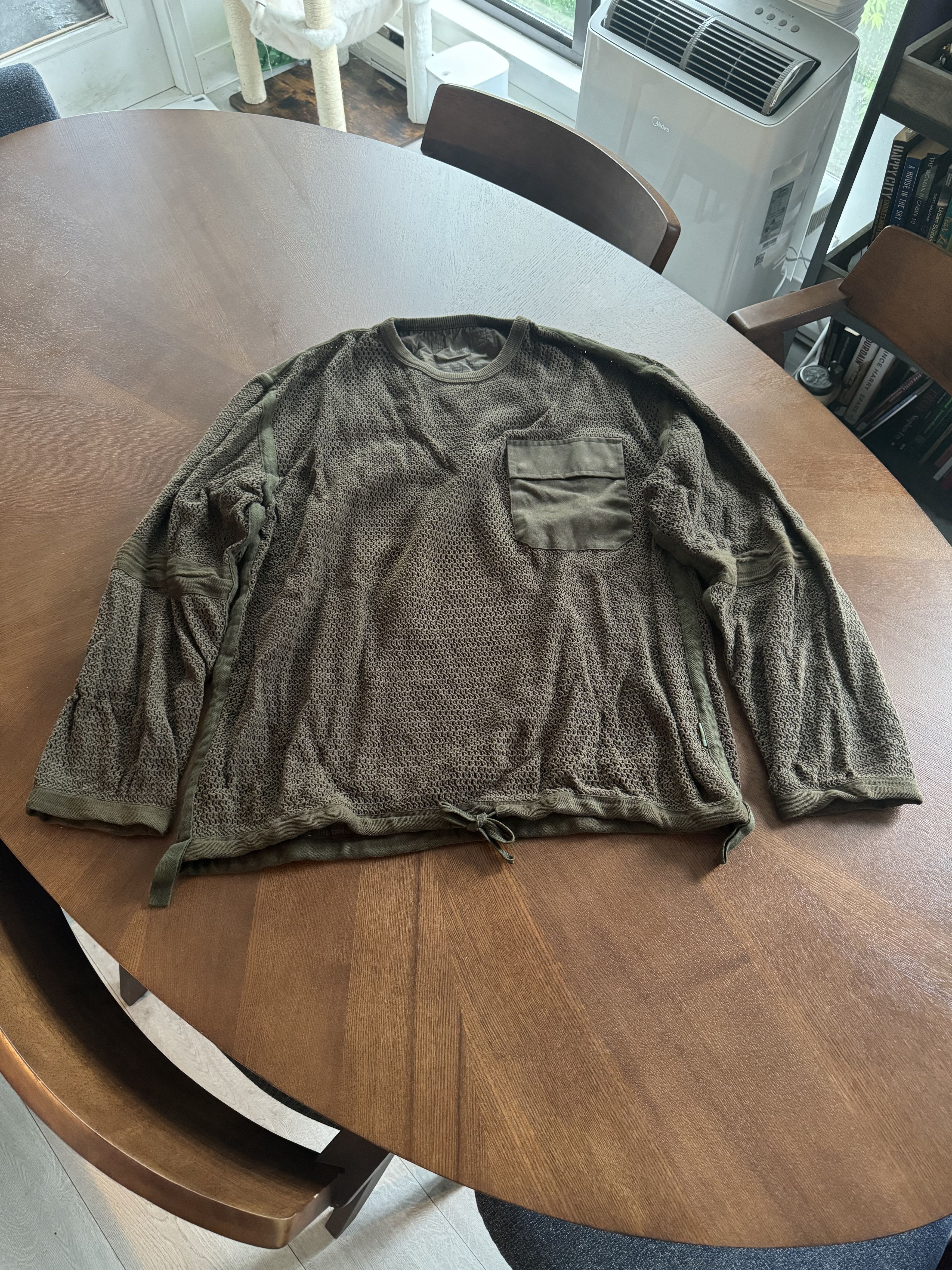 image of Maharishi Knit Mesh Fishermans Crewneck in Olive, Men's (Size XL)