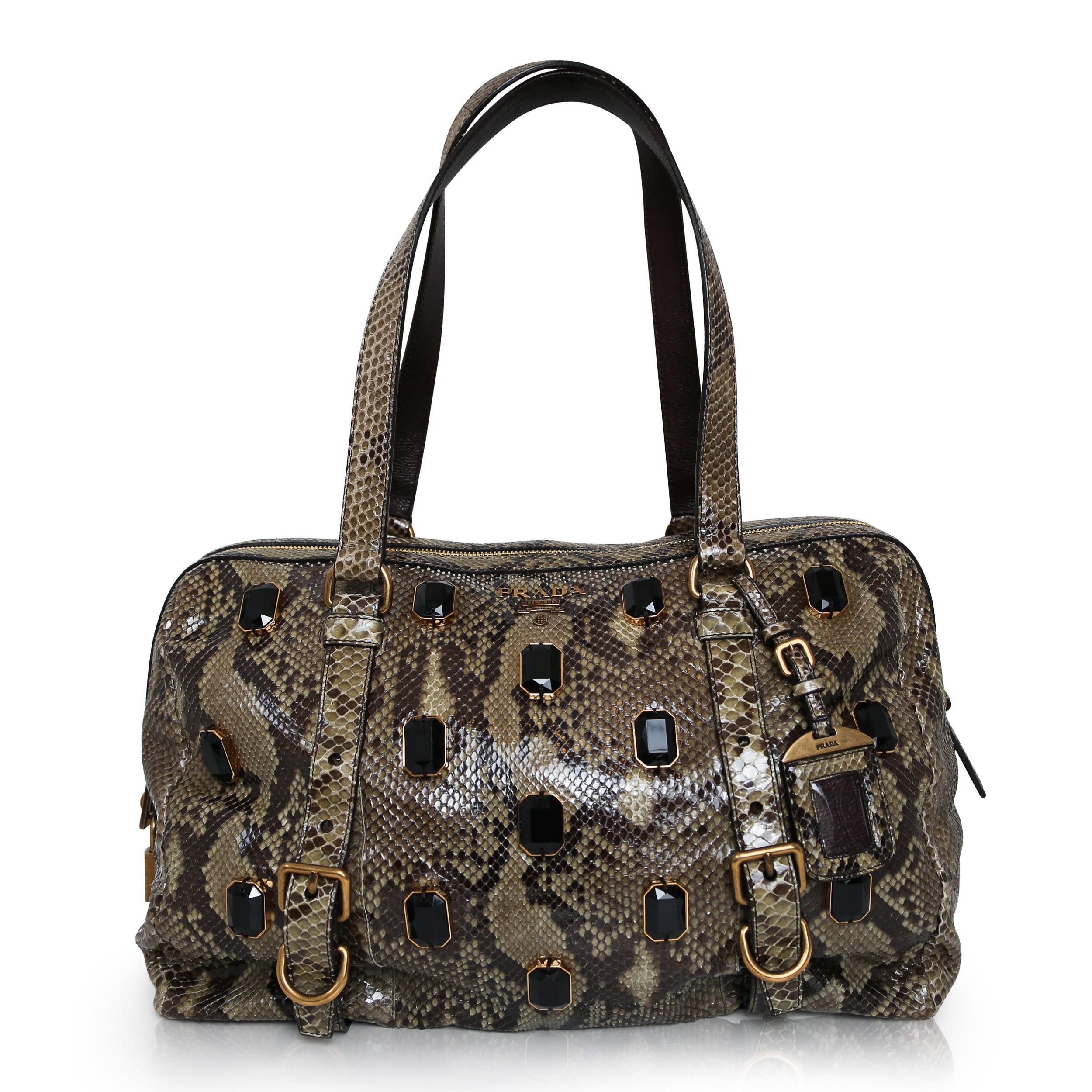 image of Prada Exotic Jewelled Bag in Brown, Women's