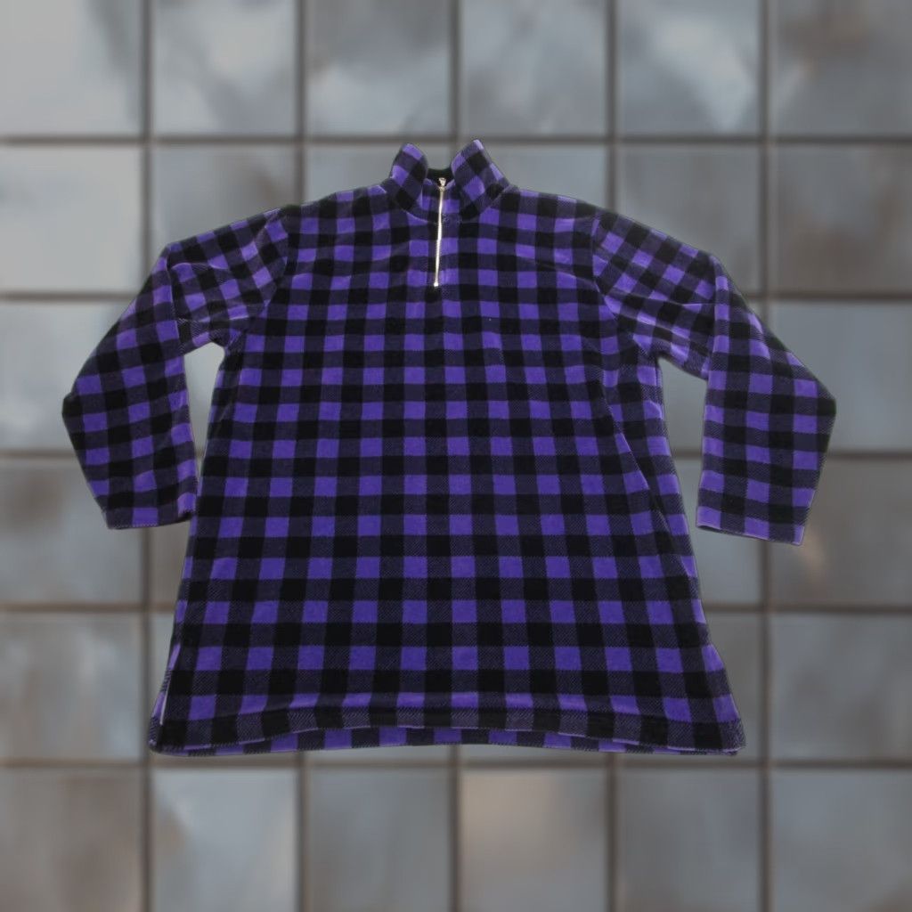 Velour York Harbor Pullover Womens M Purple Black Plaid 1/2 Zip Fleece Sweatshirt Velour Outdoor Classic Size M / US 6-8 / IT 42-44 - 1 Thumbnail