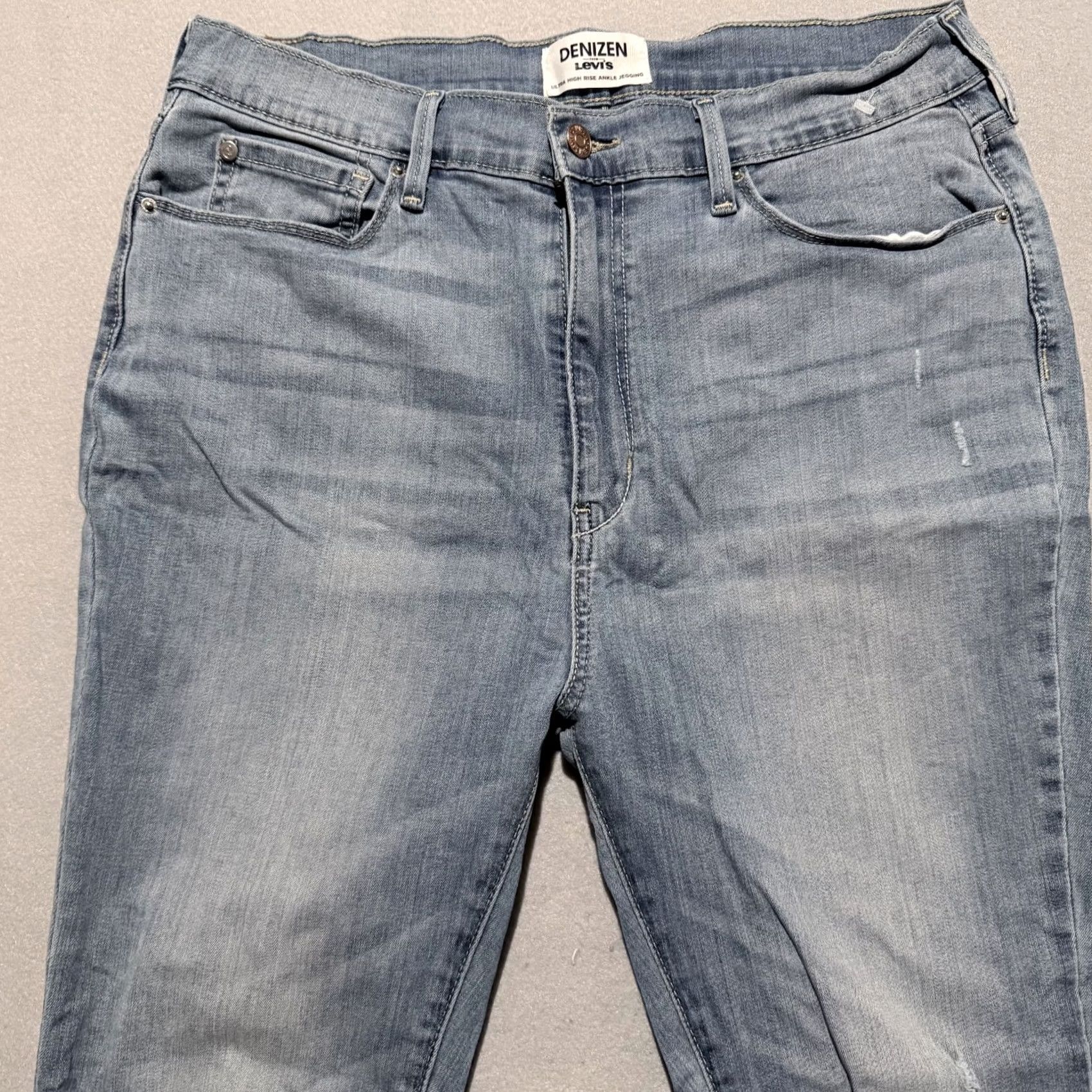 Levi's Denizen by Levi's Ultra High Rise Ankle Jegging Jeans Distressed Frayed - 15 Blue Women Jeans" Size 36" / US 14 / IT 50 - 3 Thumbnail