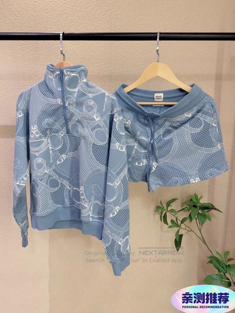 Hermes Hermes 24-Year Classic Pattern Hoodie and Shorts Set Size XXS / US 00 / IT 34 - 1 Thumbnail