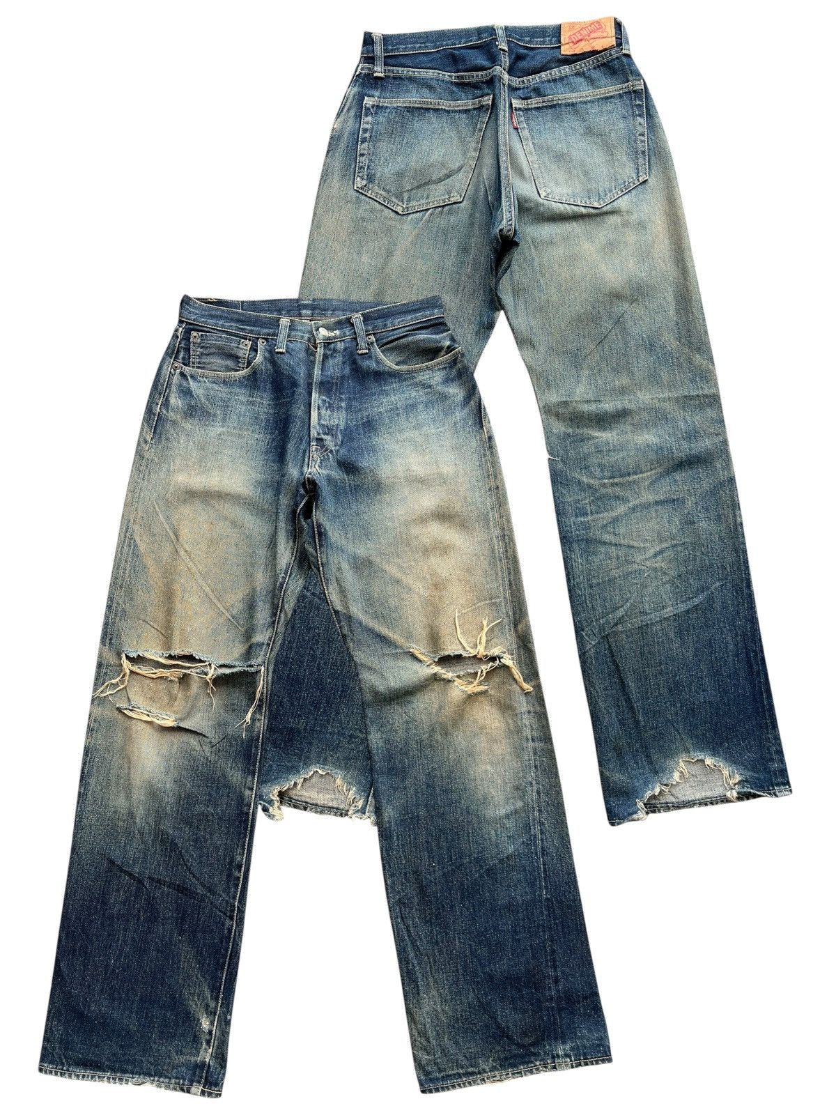 Denime × Distressed Denim × Vintage Vtg DENIME Japan Distressed 
